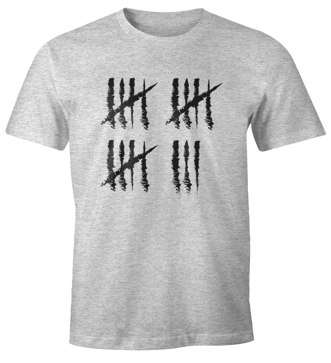 Moonworks® Jubiläum Fun-Shirt Object] 18 [object Geschenk Print grau Print-Shirt T-Shirt Jahrgang Herren Strichliste MoonWorks mit Striche Geburtstag Alter