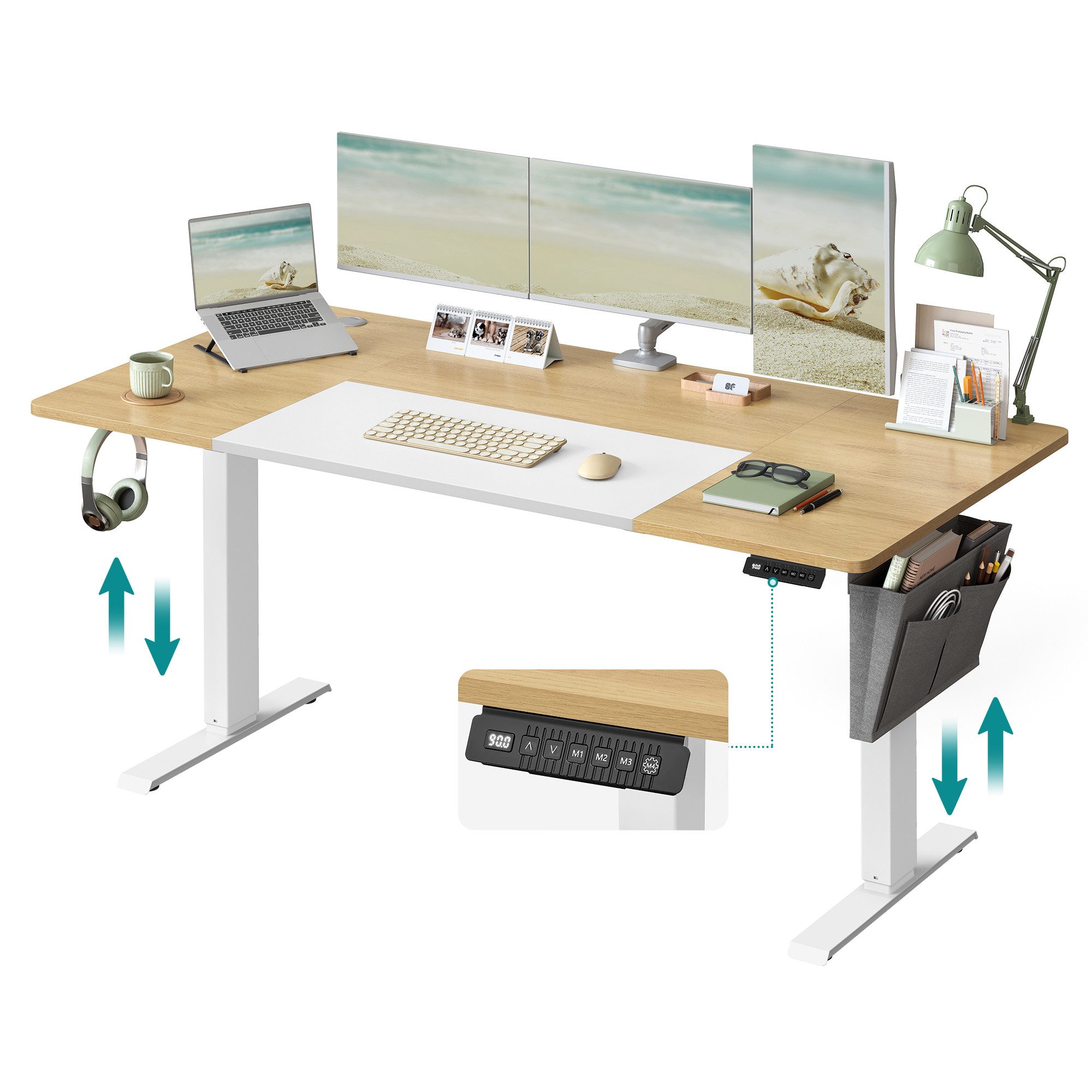 SONGMICS Schreibtisch Höhenverstellbarer elektrisch, USB-C-Anschluss (mit S günstig online kaufen