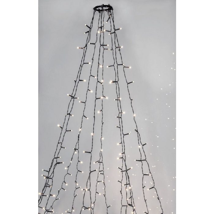 STAR TRADING LED Lichtleiste LED Weihnachtsbaumbeleuchtung Crispy Ice White zum Überwerfen von Star Trading Lichter-Kette dunkelgrün für innen und außen 360 LEDs warmweiß Länge: 2 m IP44