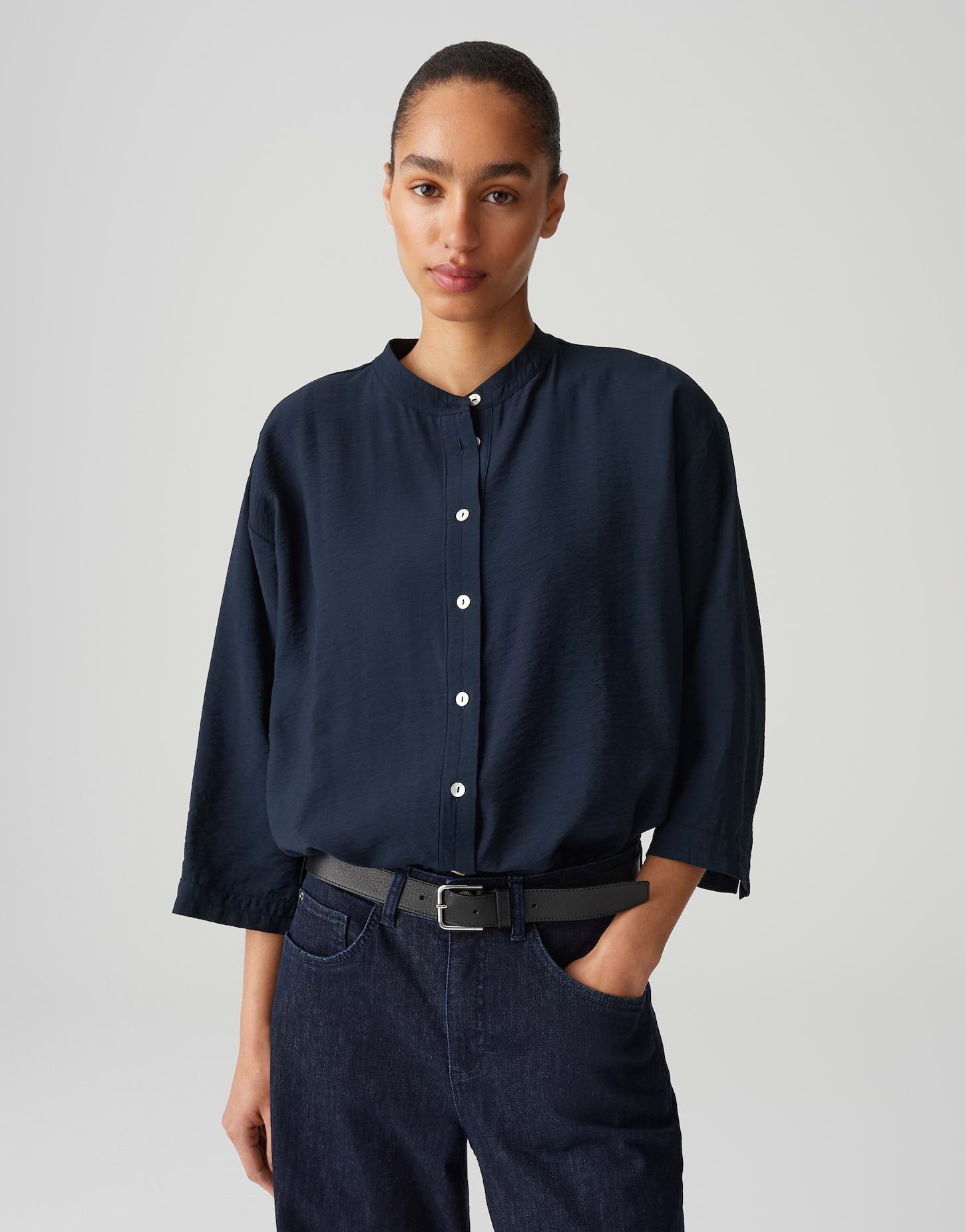 OPUS Hemdbluse FANARI aus nachhaltigem Viskosemix Crash Optik, Schlitze in günstig online kaufen