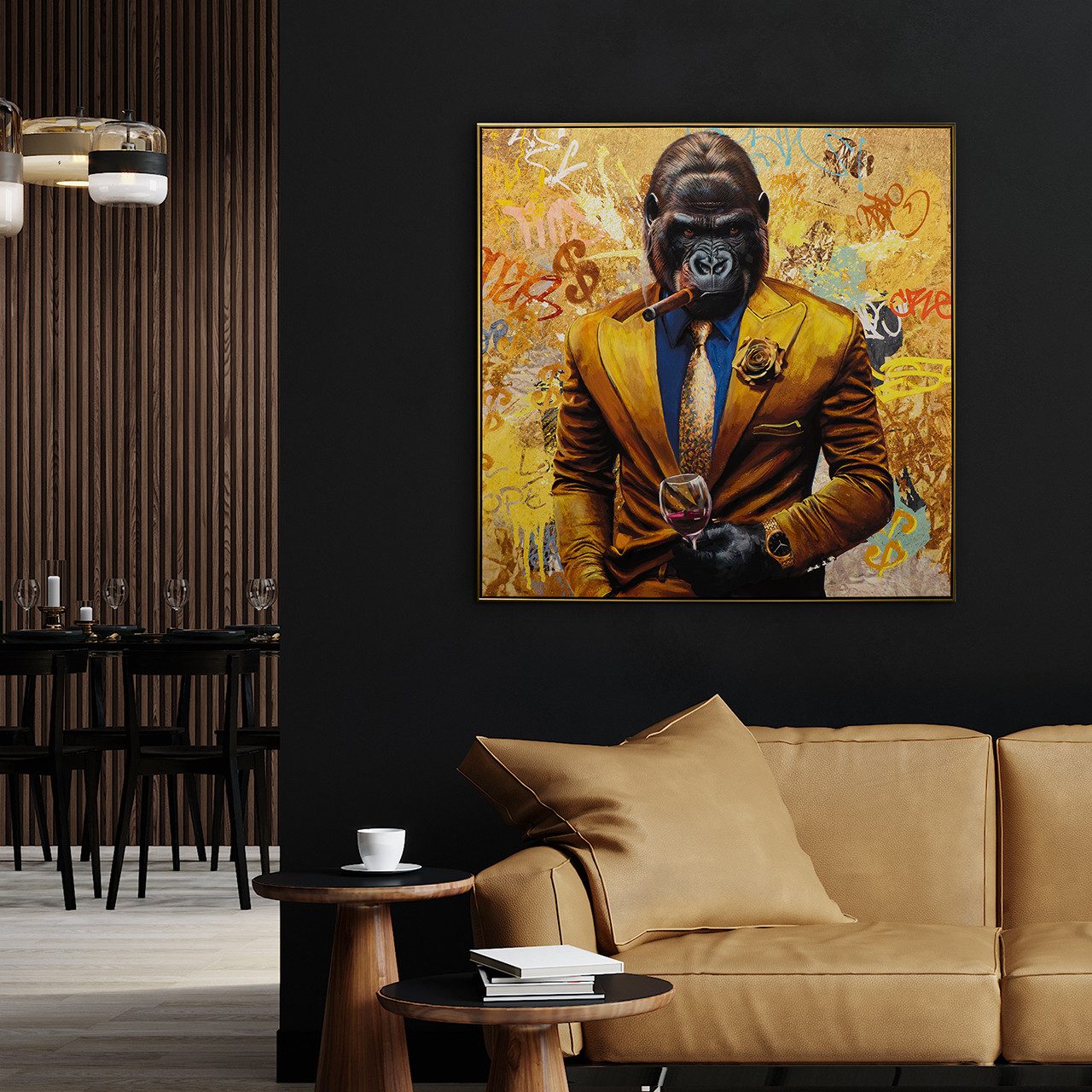 ArtUniverse Gemälde Gentleman Style 102,5x102,5 cm, Stylischer Gorilla