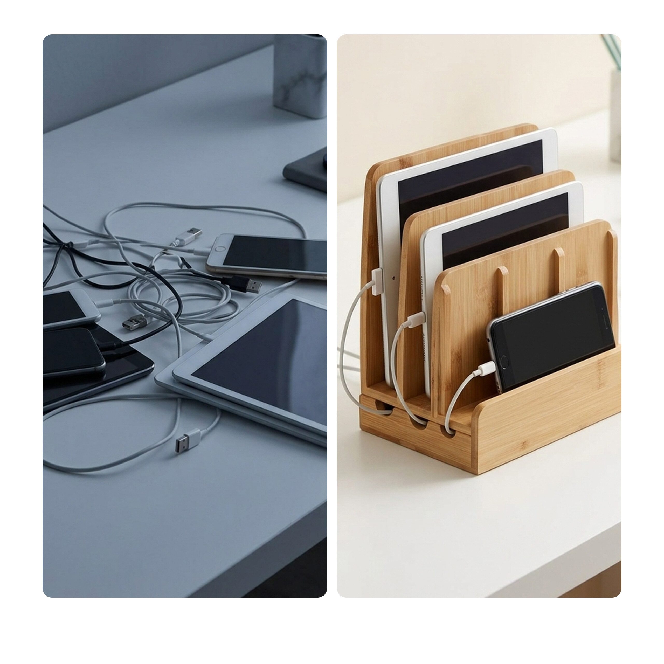 relaxdays Handy-Halterung Ladestation Bambus