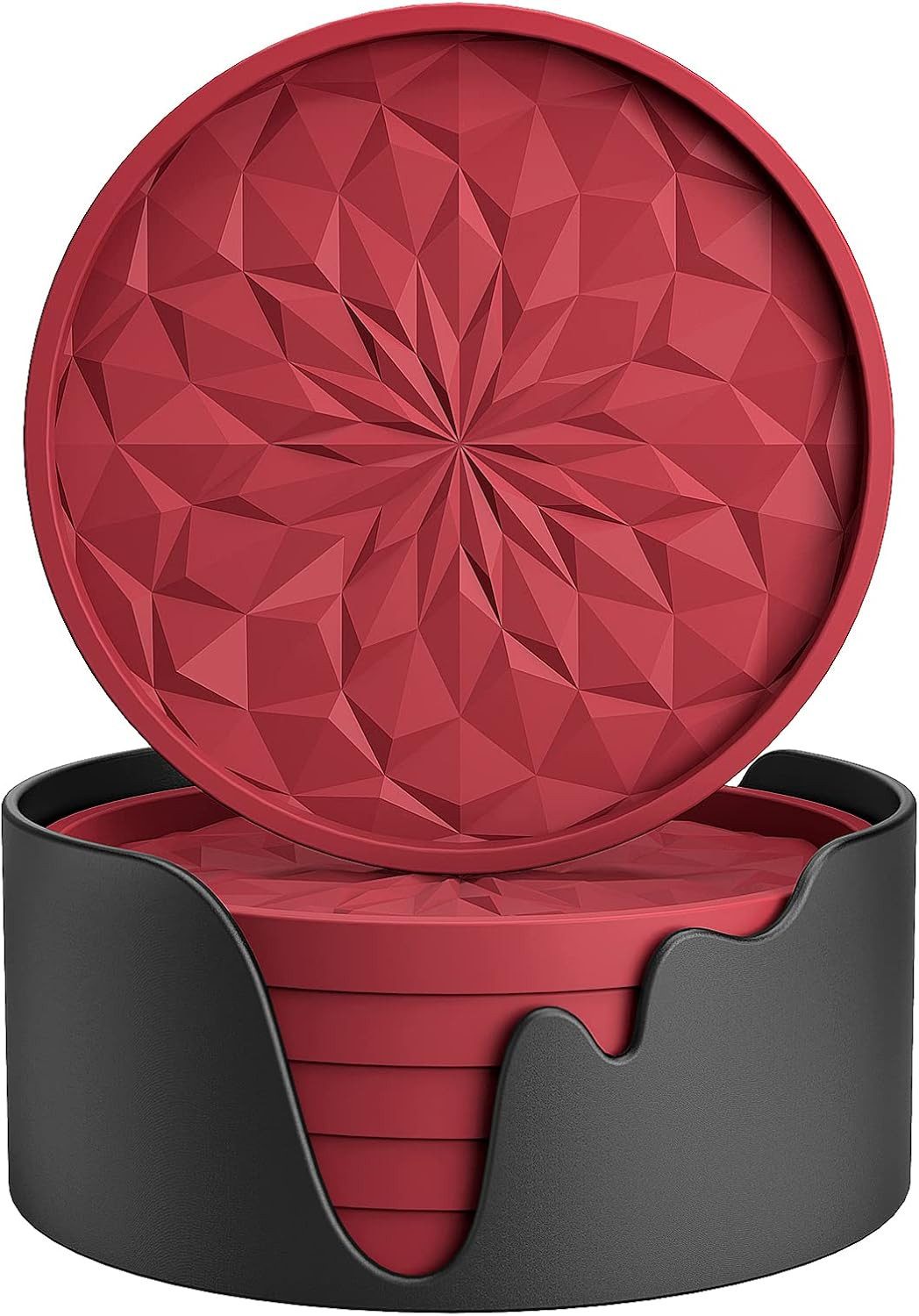 Coonoor Подставки для напитков 6 Stück Silikon-Untersetzer mit Halter, verdickt, rutschfest