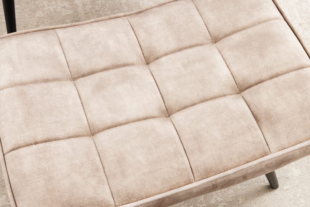 riess-ambiente Fußhocker SCANDINAVIA champagner beige / schwarz (Einzelartikel, 1 St), Wohnzimmer · Samt · Metall · Scandinavian Design – Bild 5 von 5