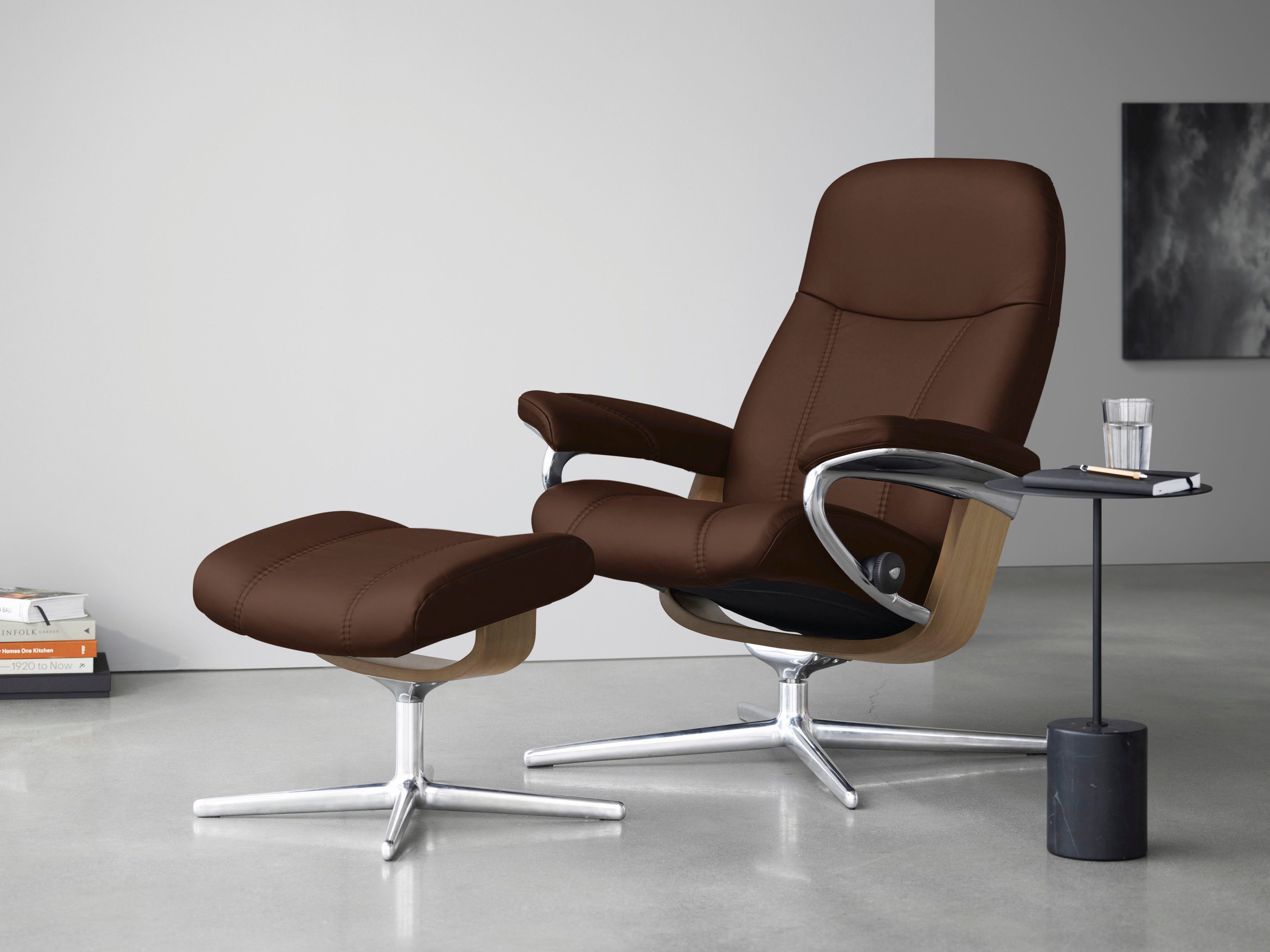 Stressless® Fußhocker Consul, mit Cross Base, Größe S, M & L, Holzakzent Eiche