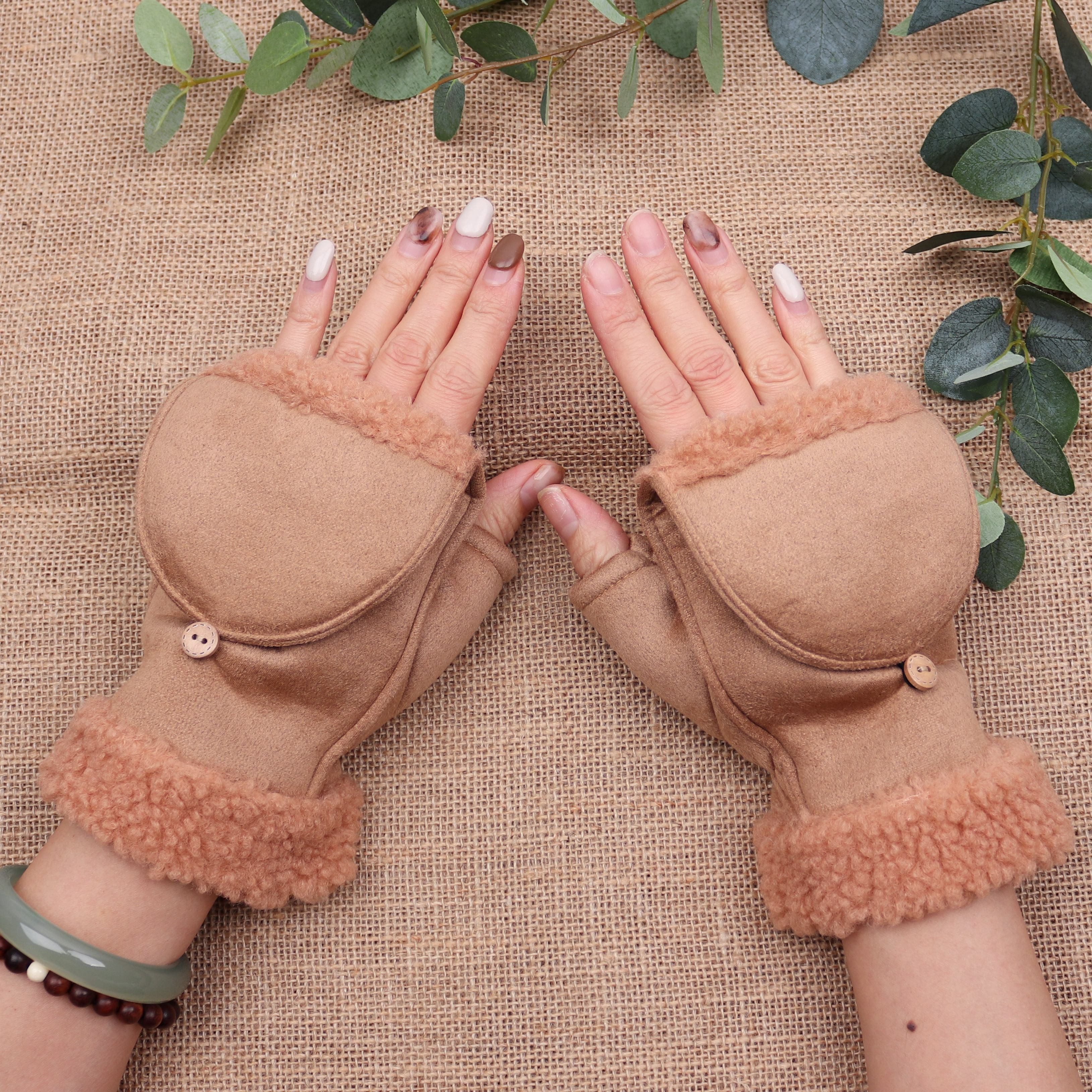 MIRROSI Thermohandschuhe Damen Handschuhe 2 in 1 mit klapppbare Manschette (Durch gefüttert) passt perfekt für Boots