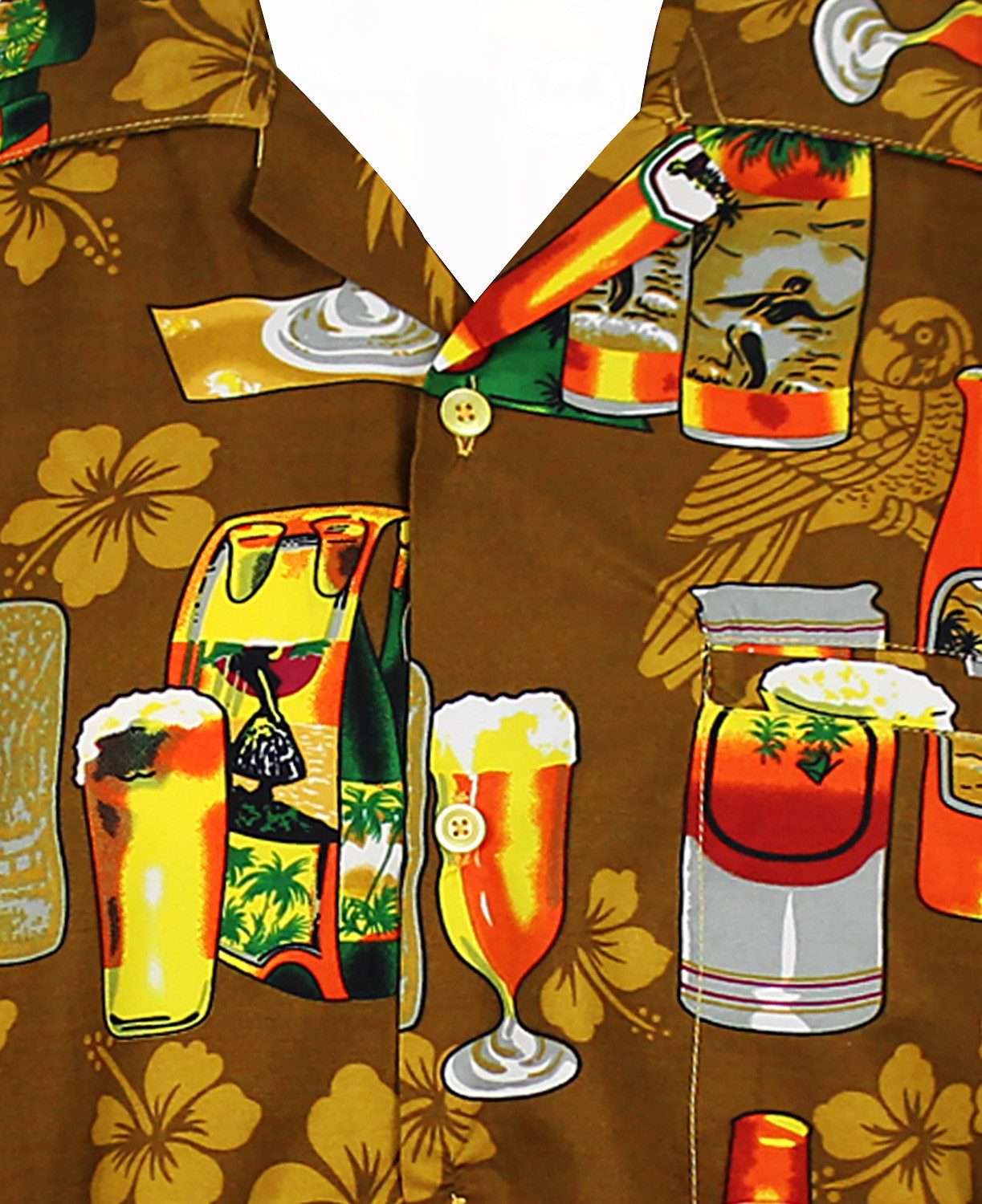 King Kameha Hawaiihemd "Beerbottle" Funky Hawaii-Hemd Herren Kurzarm Front-Tasche Stylish