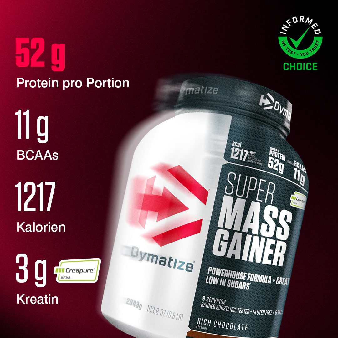 Dymatize Weight-Gainer Pulver Super Mass Kohlenhydrate Rich Chocolate 2943 g Pulver, 2943 g