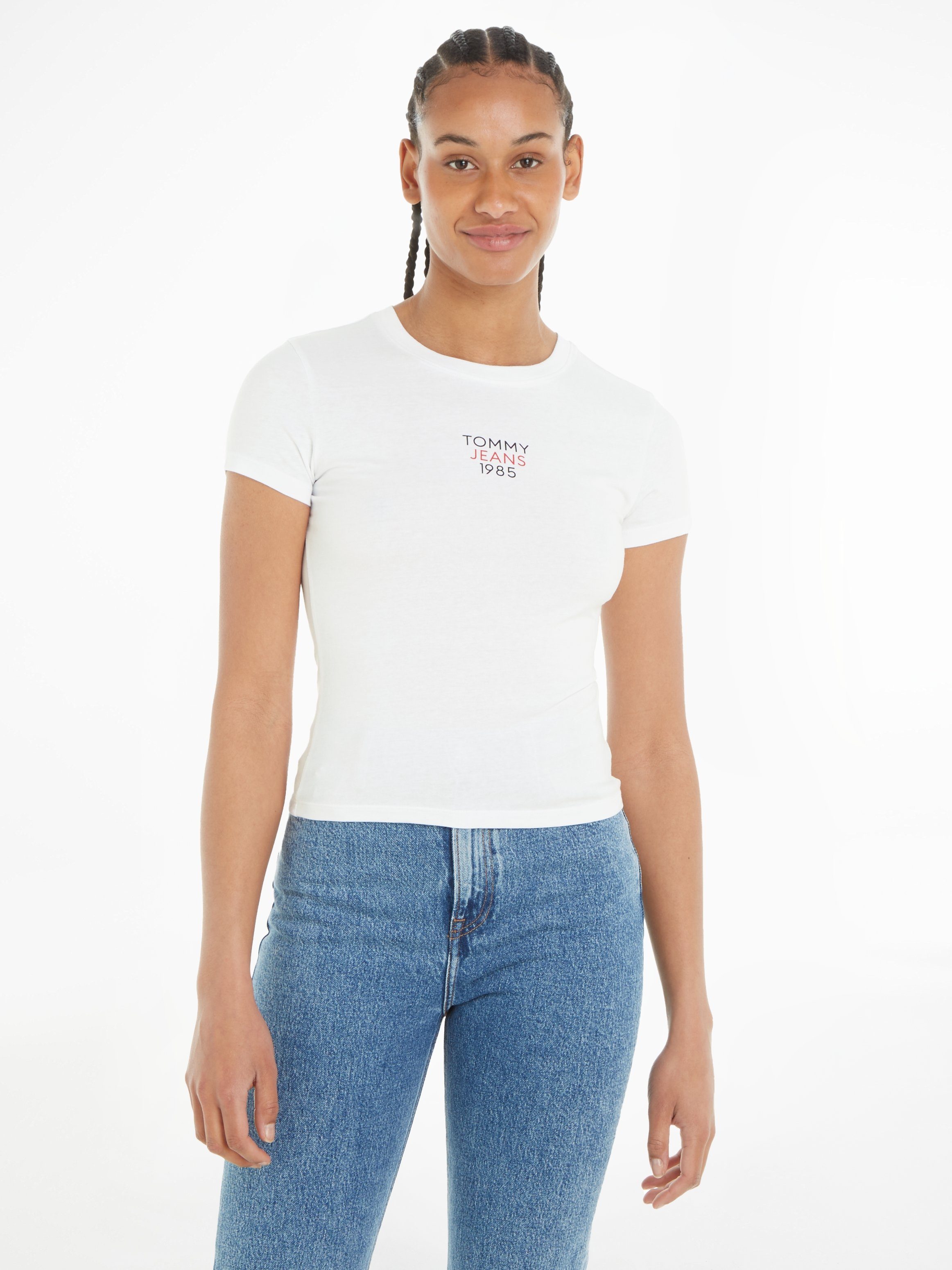 Tommy Jeans T-Shirt Slim Essential Logo mit Logoschriftzug White