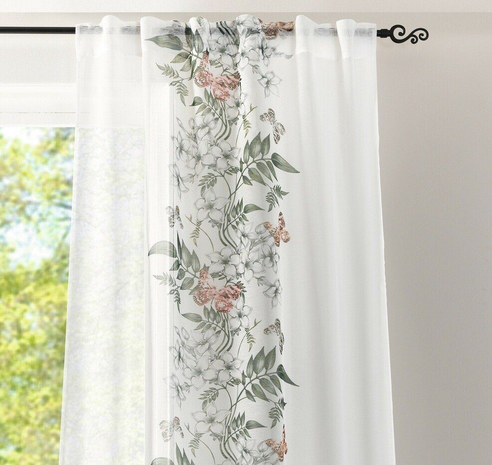 Vorhang Vorhang Gardine Dekoschal Schal Weiß Polyester Fensterfertig  Luftig, Home-trends24.de, Fensterfertig