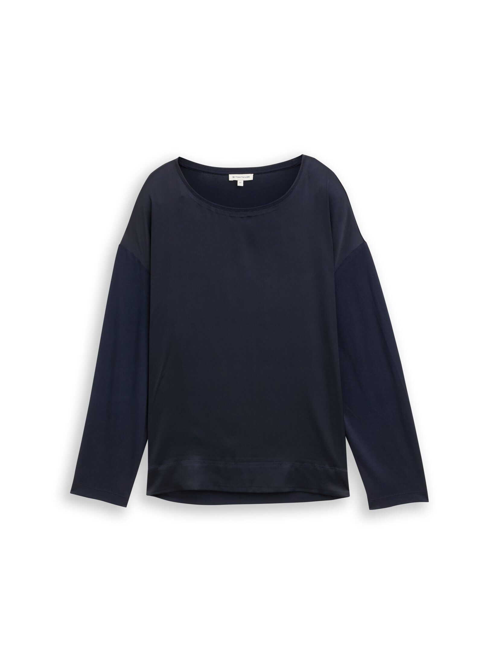 TOM TAILOR Langarmshirt T-Shirt Loose Fit Langarmshirt im Material-Mix