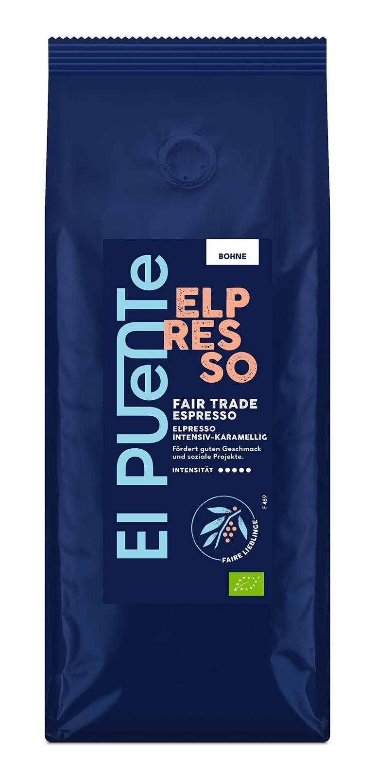 El Puente Kaffee ElPresso - Bio-Espressobohnen 500 g, Fair Trade, Vegan, Bio, Handmade