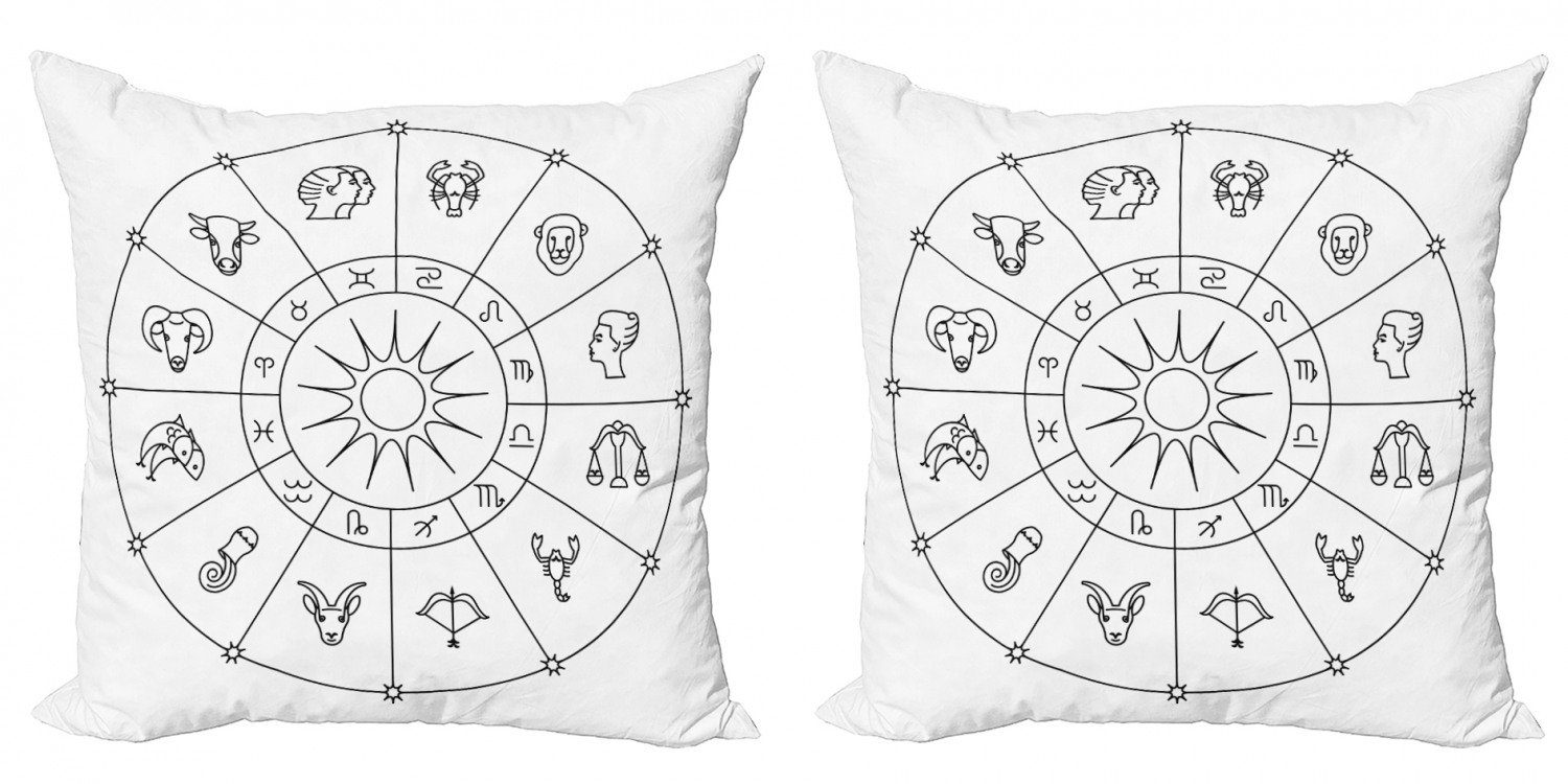 Kissenbezüge Modern Accent Doppelseitiger Digitaldruck, Abakuhaus (2 Stück), Astrologie Flüchtiger Zodiac Kreis