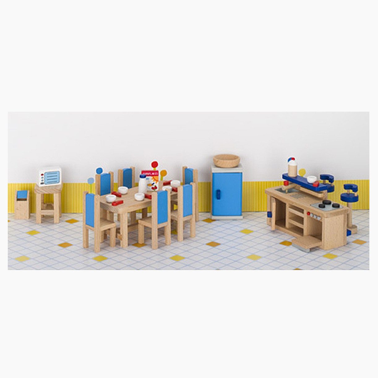 goki Puppenhaus Küche, (packung, 30-tlg., set), Puppenmöbel mit detailverliebten Accessoires