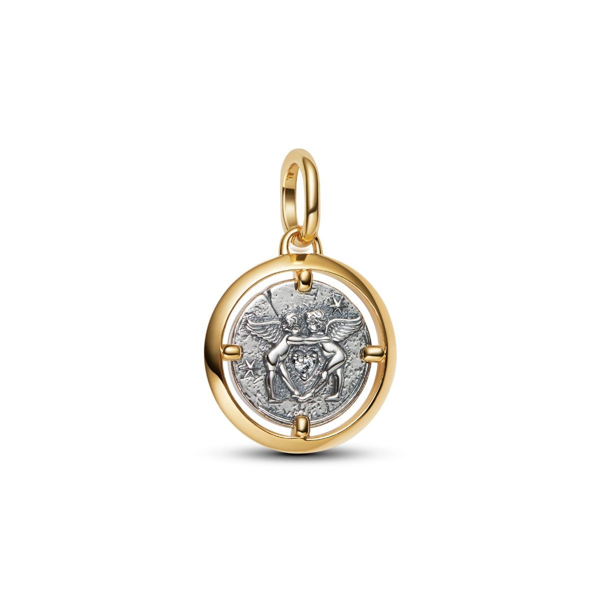 Pandora Charm-Einhänger Pandora Me Medaillon-Charm Amor 14 Karat Vergoldet Silber 764088C01