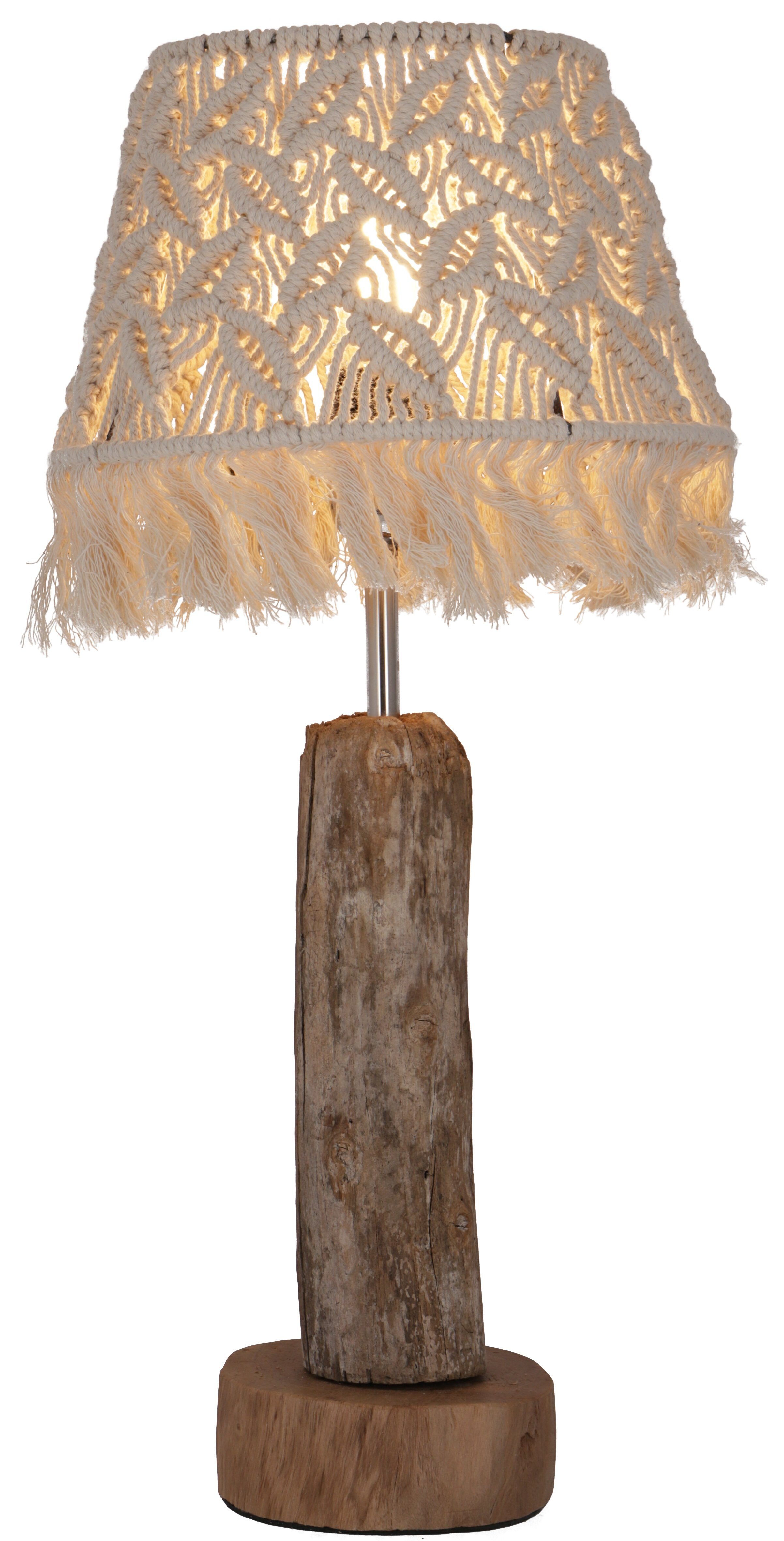 Guru-Shop Tischleuchte Tischleuchte Tischlampe, Treibholz, inklusive Leuchtmittel nicht Makramee,.., Modell Malibu