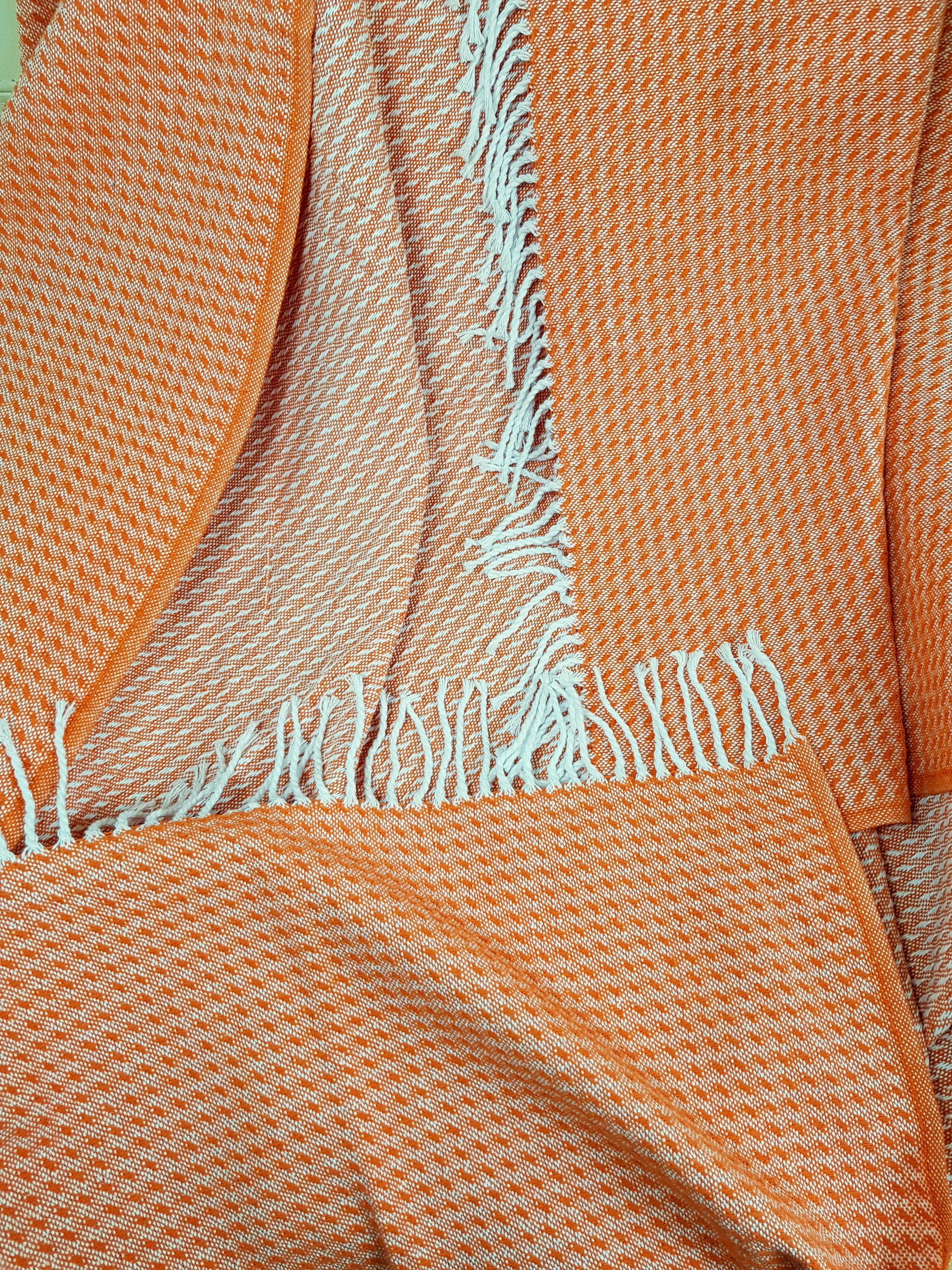 Baumwolldecke Wohndecke Tagesdecke "Malta-T", Plaid Decke Orange Wohndecke STTS