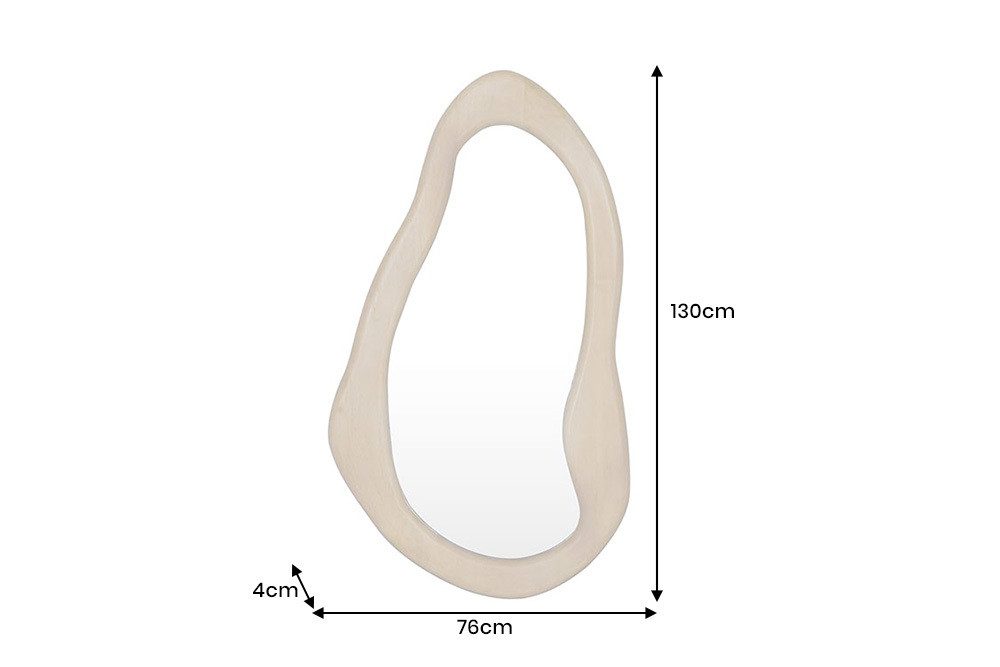 riess-ambiente Wandspiegel ORGANIC 130cm creme - Mango-Massivholz, organische Form, flexibel (Einzelartikel, 1-St), natürlicher Deko-Eyecatcher aus Holz – ideal für Flur oder Wohnzimmer