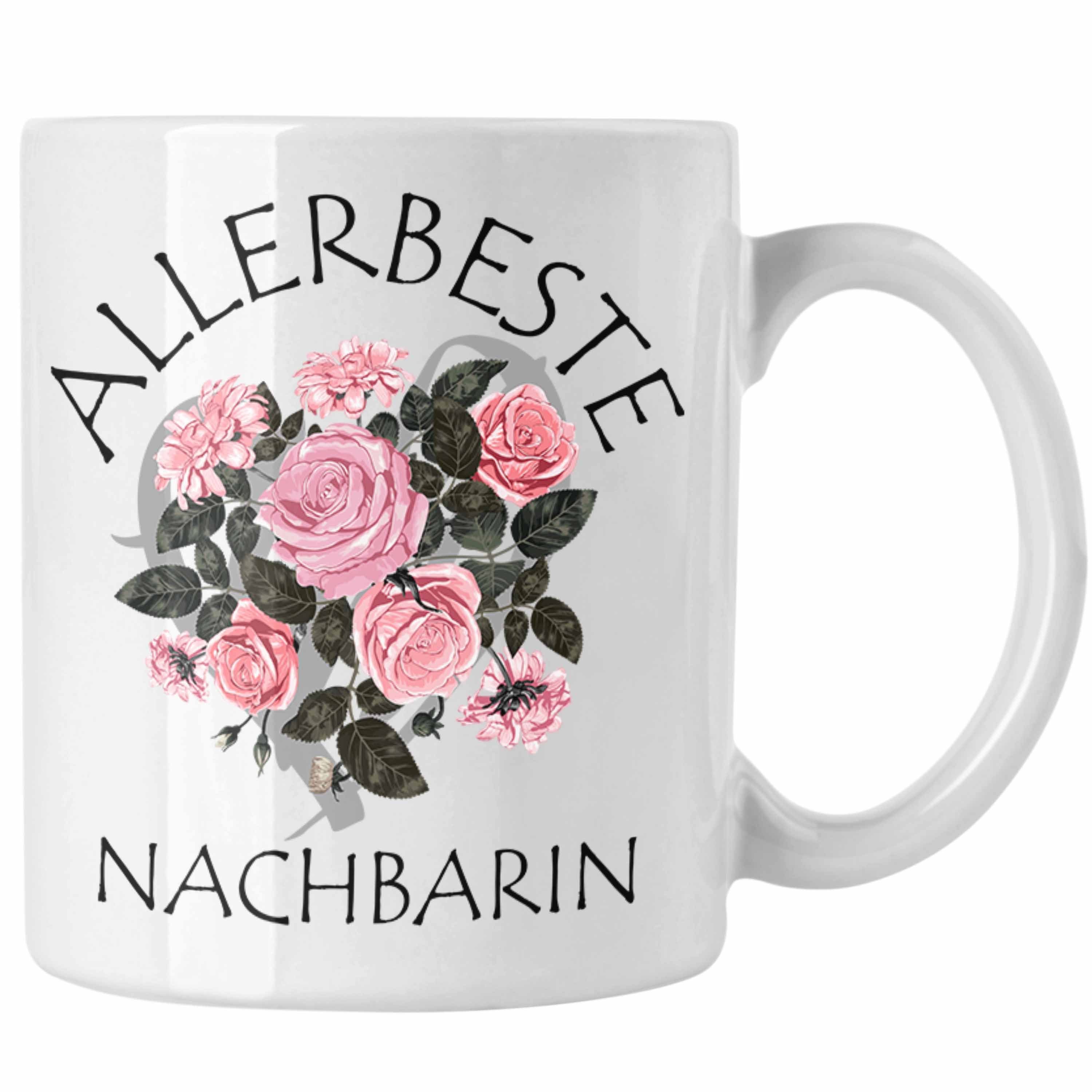 Trendation Tasse Trendation - Beste Nachbarin Tasse Geschenk Geburtstag Freundin Lieblings Nachbarin Geschenkidee Weiss