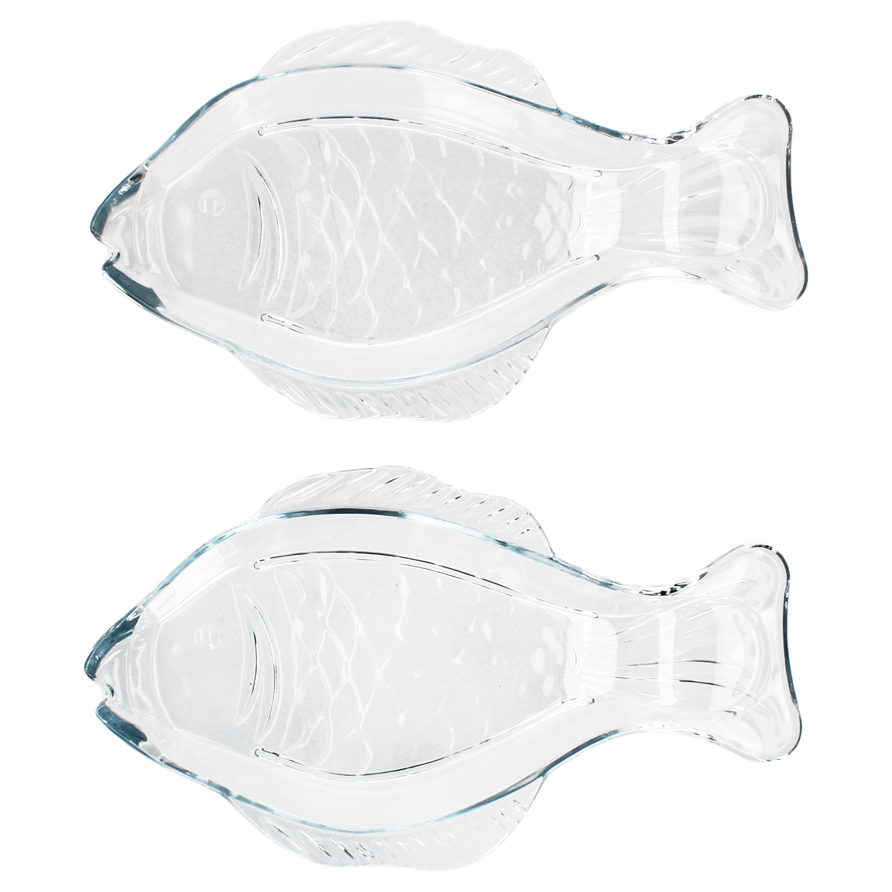 MamboCat Servierplatte 2x Fischplatte OSLO Gr. M LxB 29x16cm Glas Fisch-Relief Servier-Teller, Glas
