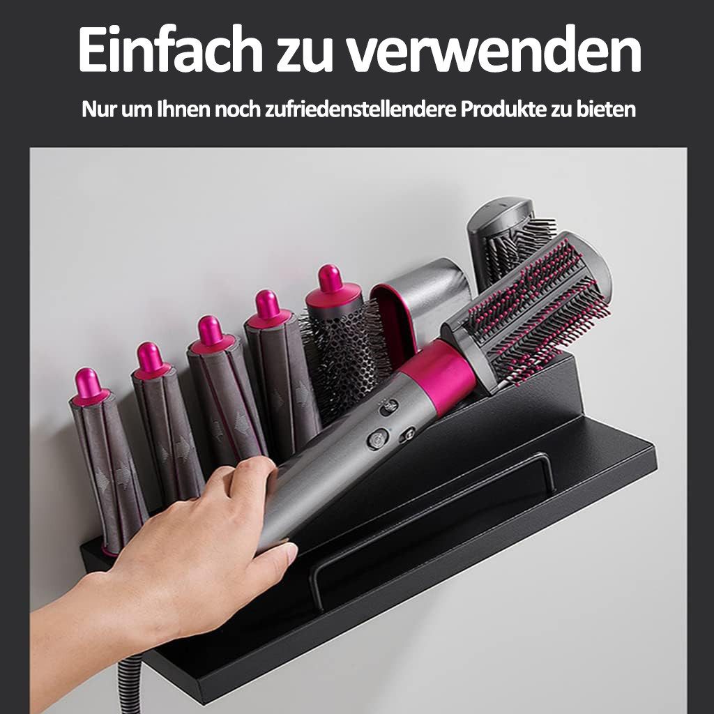MOPUEA Haartrocknerhalter und Glätteisenhalter Multifunktionale Wandhalterung für Haarstylinggeräte,kein Bohren nötig, (Aufbewahrungsregal-Set für Lockenstab, G – Bild 4 von 5