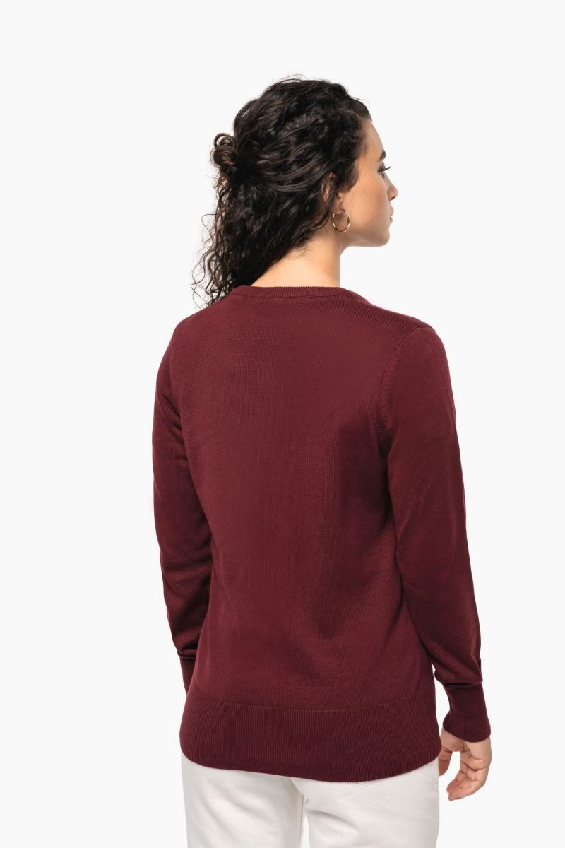 Kariban Sweatshirt Damenpullover mit V-Ausschnitt