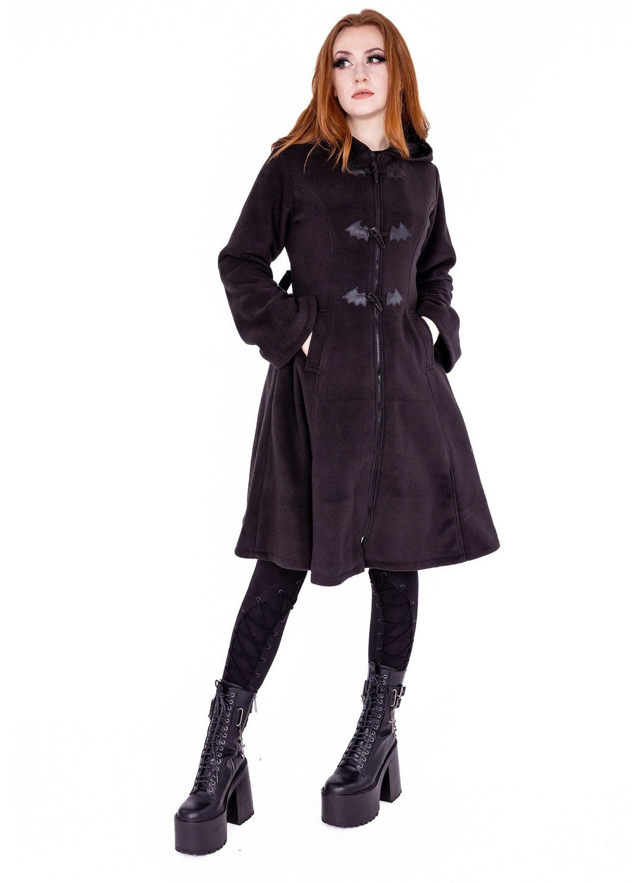 Heartless Wintermantel Makena Fleecemantel Gothic Fledermaus Flügel Corsage günstig online kaufen