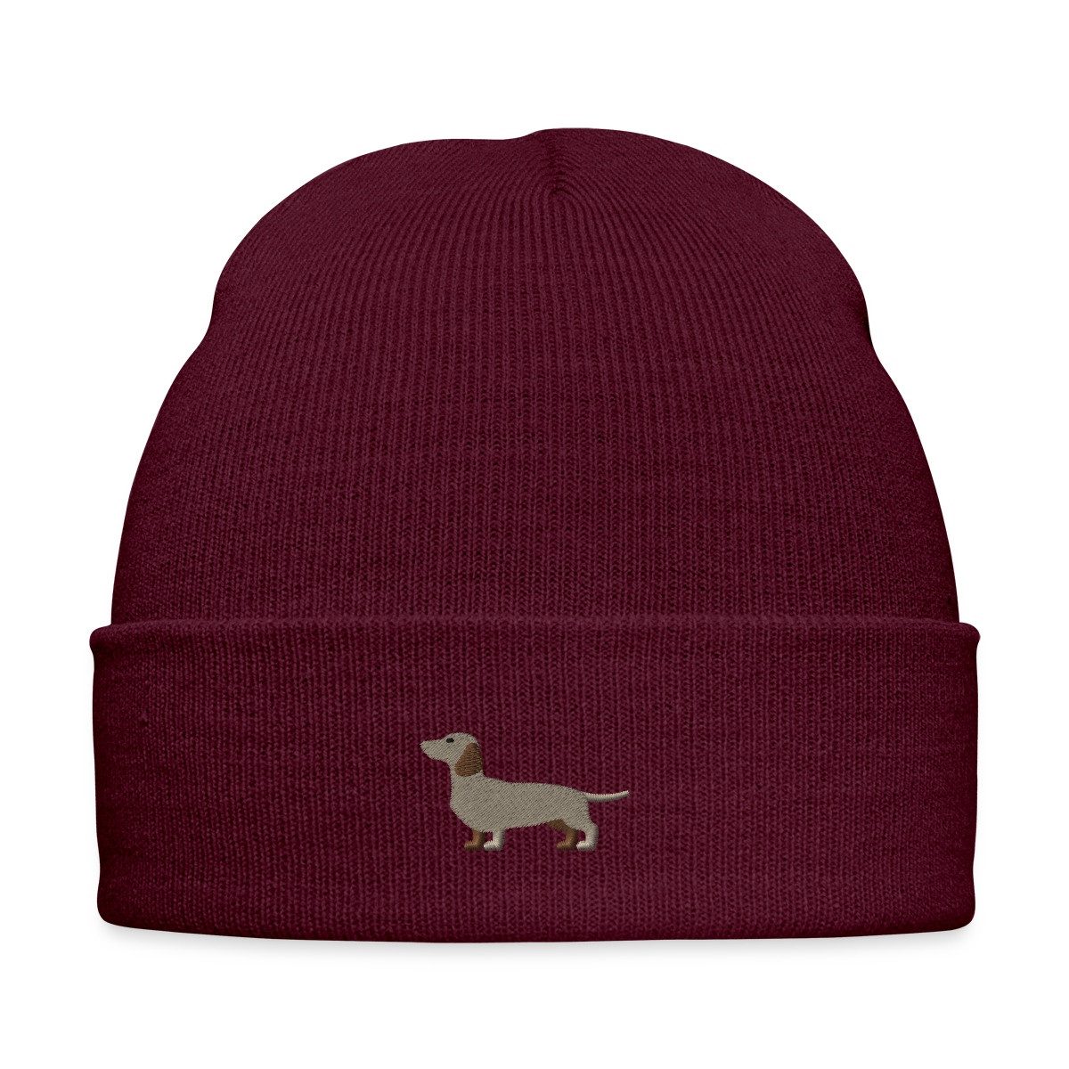 Beanie Dackel Stickerei Bestickte Wintermütze