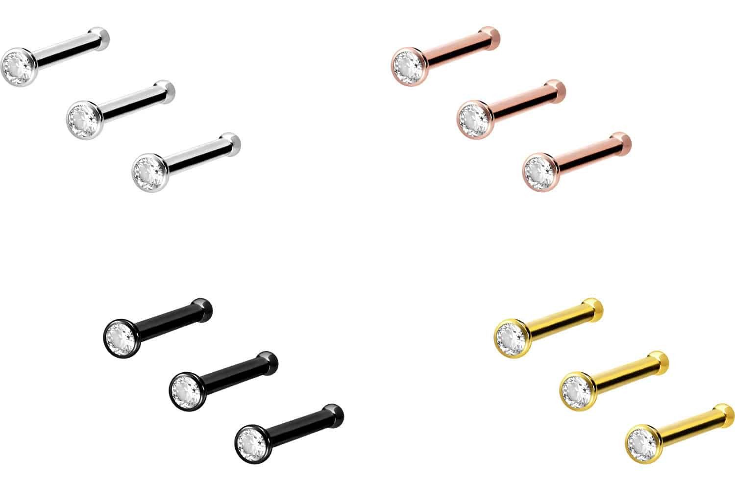 PIERCINGLINE Nasenpiercing 3er Set Chirurgenstahl Nasenstecker Pin KRISTALL günstig online kaufen