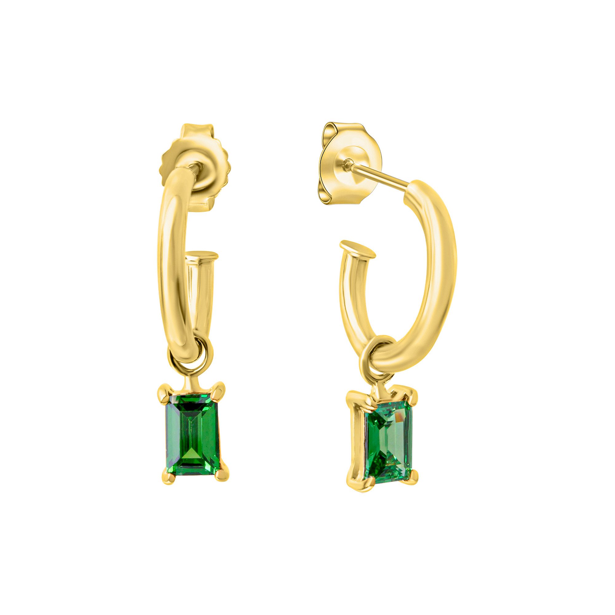 CELESTA Paar Серьги-гвоздики 925 Sterling Silber vergoldet Zirkonia grün