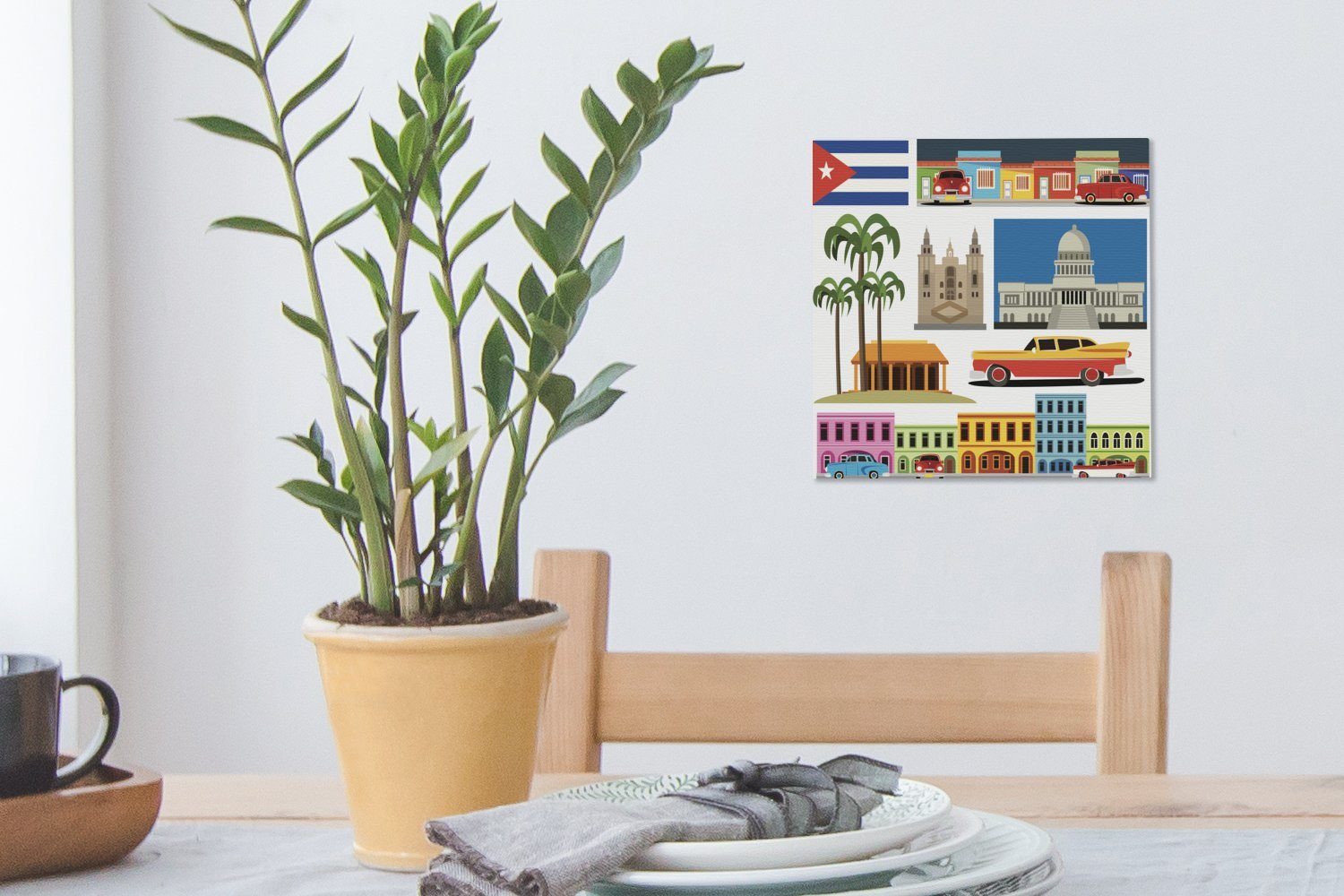 Insel Kuba Collage St), Eine Schlafzimmer OneMillionCanvasses® in Leinwand über (1 Wohnzimmer Illustration, Bilder die Leinwandbild für einer