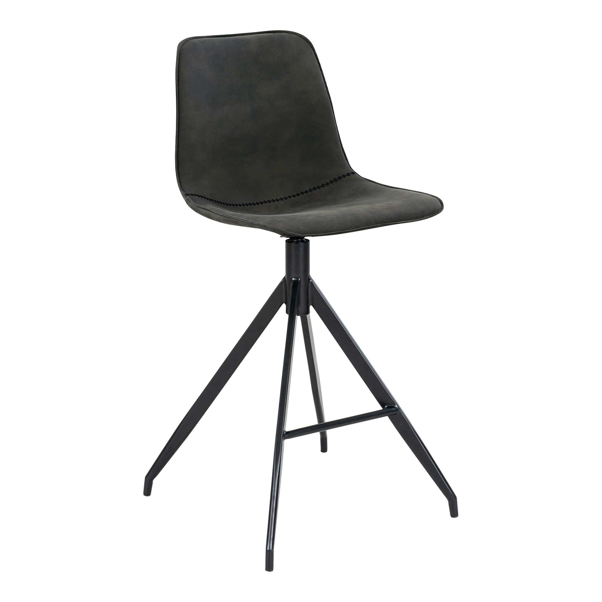 Barhocker (2er-Set) in Grau, Vintagelederoptik - 46x84x47cm (BxHxT)