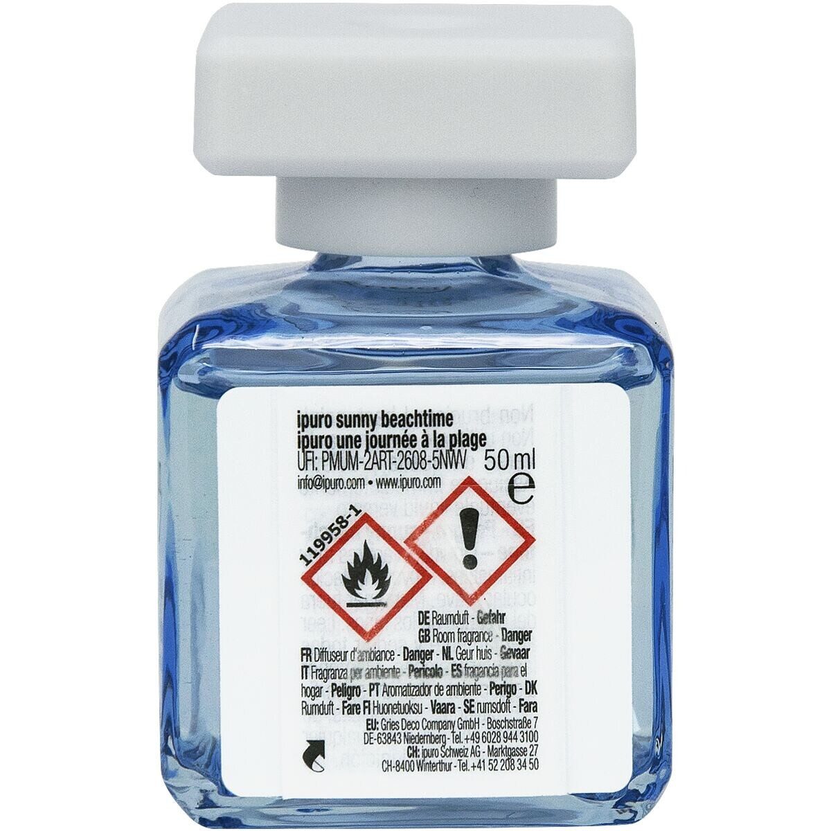 IPURO Raumduft Sunny Beach Time, 2x 50 ml, Glasflakon mit Rattan-Holzstäbchen
