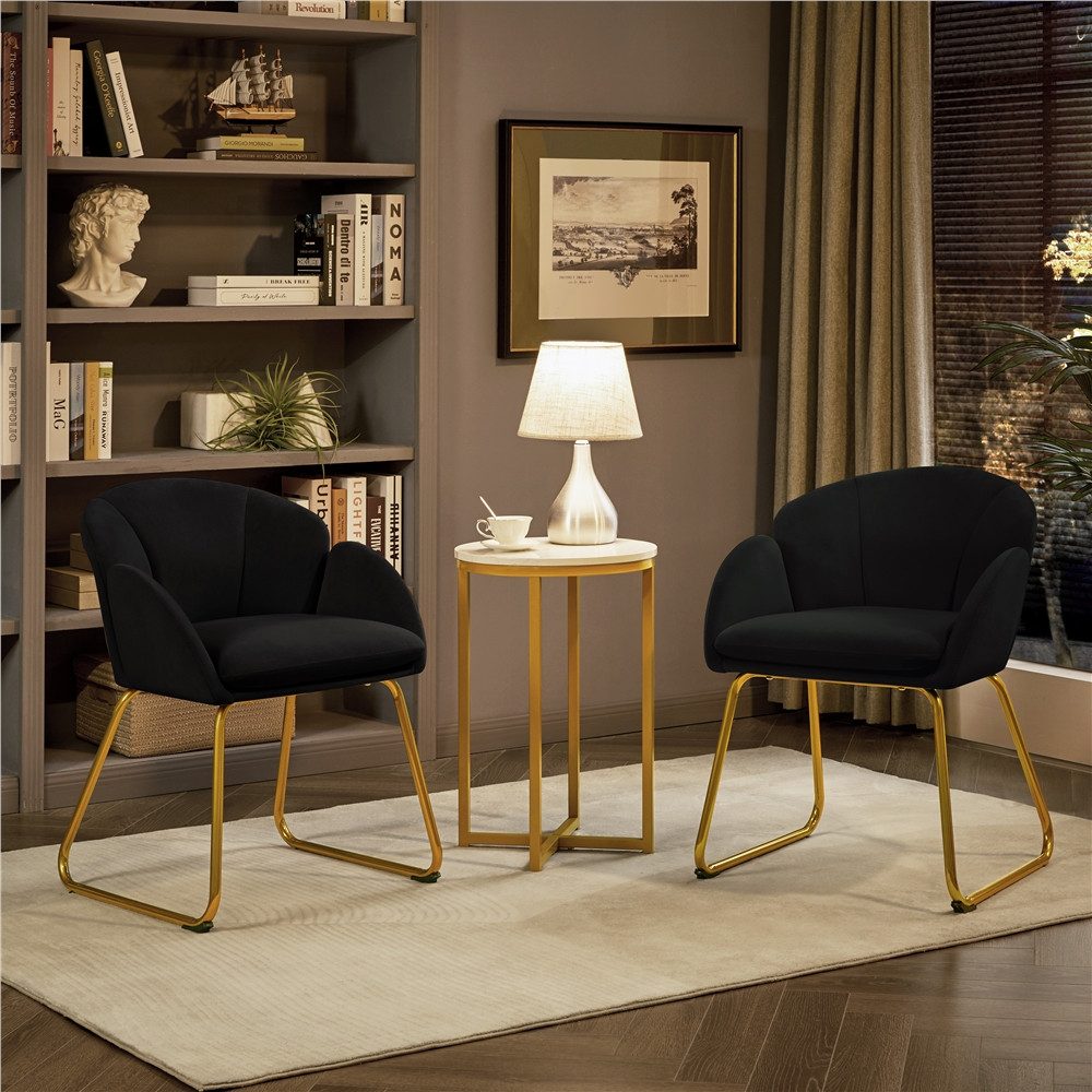 Yaheetech Esszimmerstuhl Polsterstuhl Lehnstuhl (1 St), mit Goldenen Metallbeinen, für Schminktisch, in Blumenform