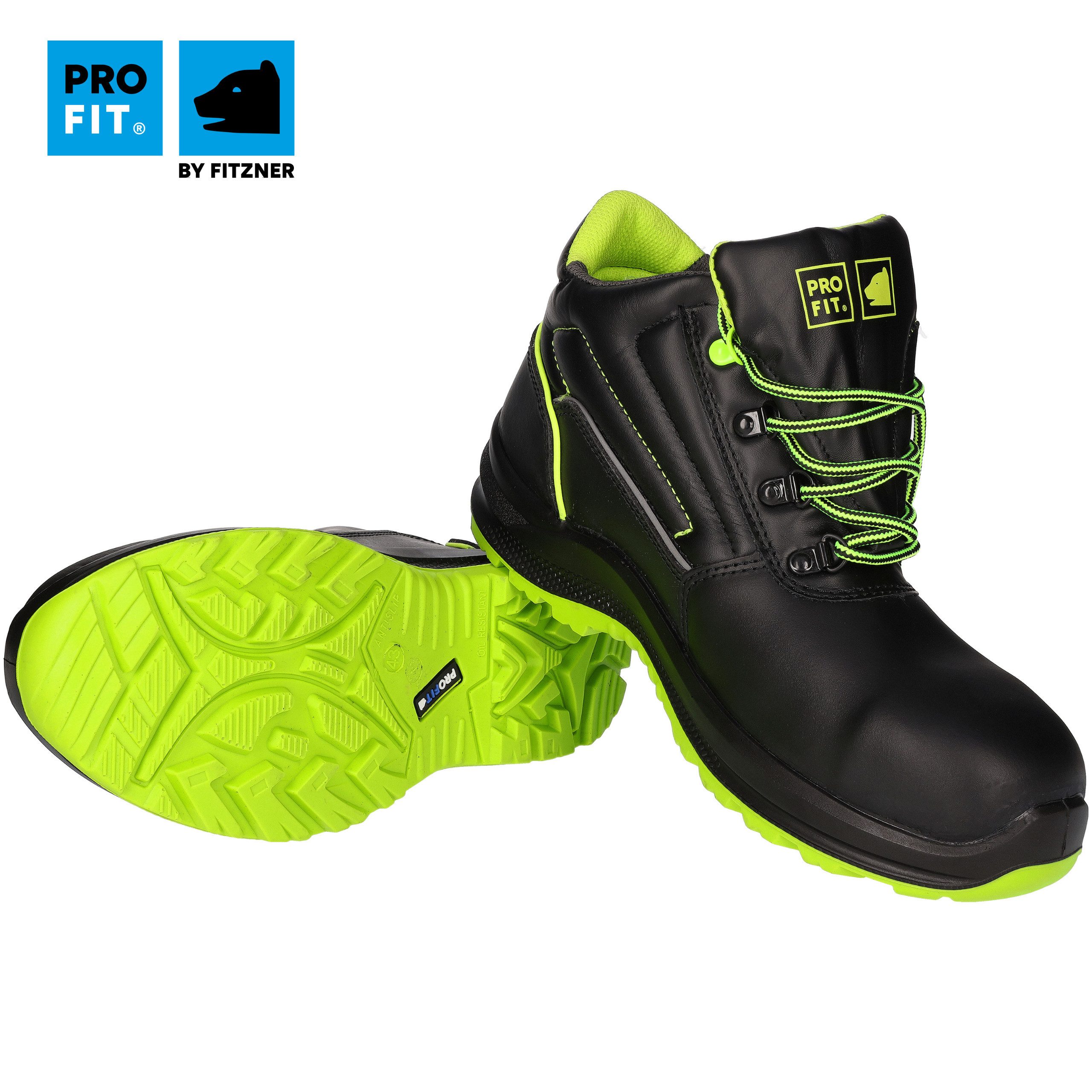 PRO FIT 131 Sicherheitsschuhe S3 "Arctos E mid", schwarz/grün, Arbeitsschuh (1, Paar) Stahlkappe, Arbeitsschuhe, Atmungsaktiv, Stahlkappenschuhe – Bild 3 von 5