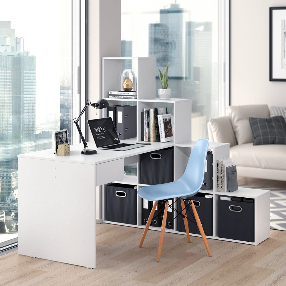 Vicco Eckschreibtisch Sarah, Weiß, 139 x 142 cm