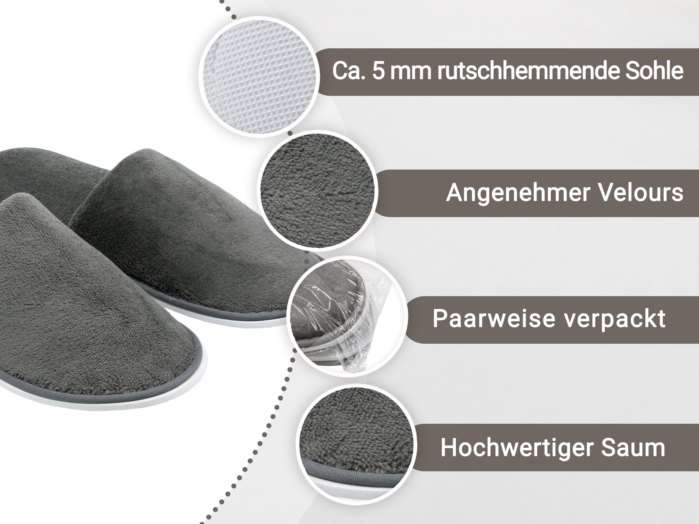 ZOLLNER Pantoffel (10-tlg) 100% Polyester, vom Hotelwäschespezialisten