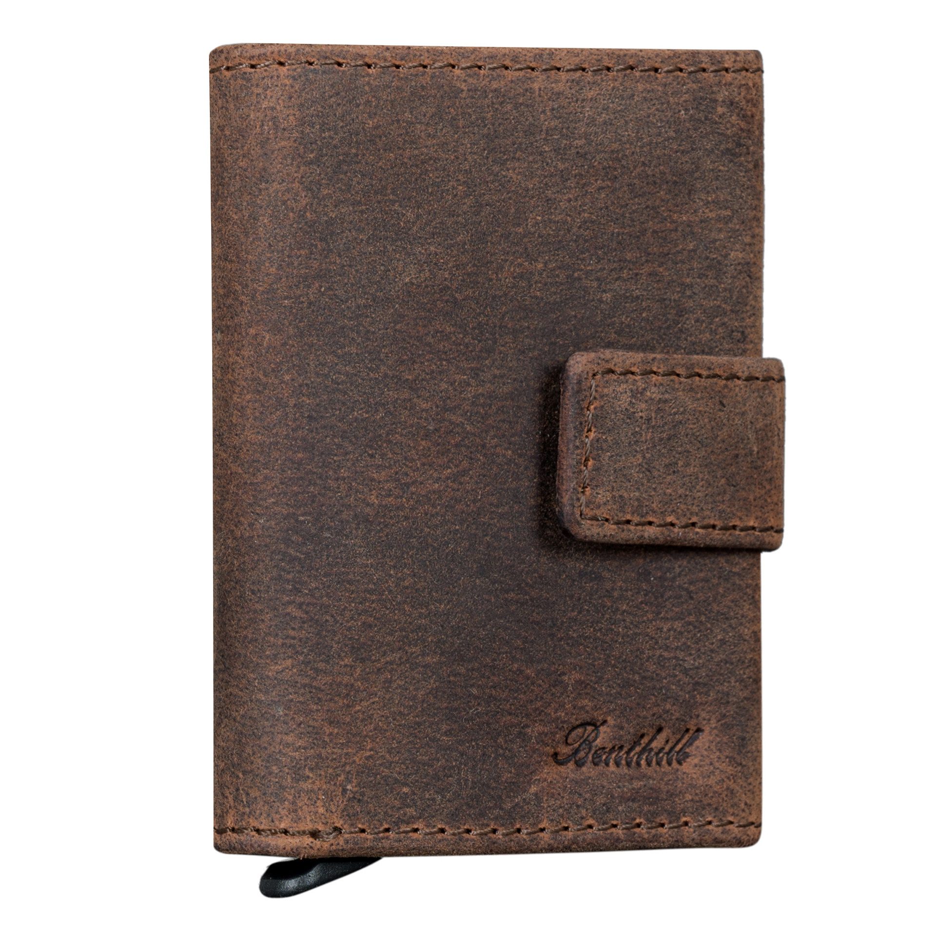 Benthill Geldbörse Herren Echt Leder RFID Slim Klein Smart Wallet Kartenetui Portemonnaie, RFID-Schutz Kartenfächer Münzfach