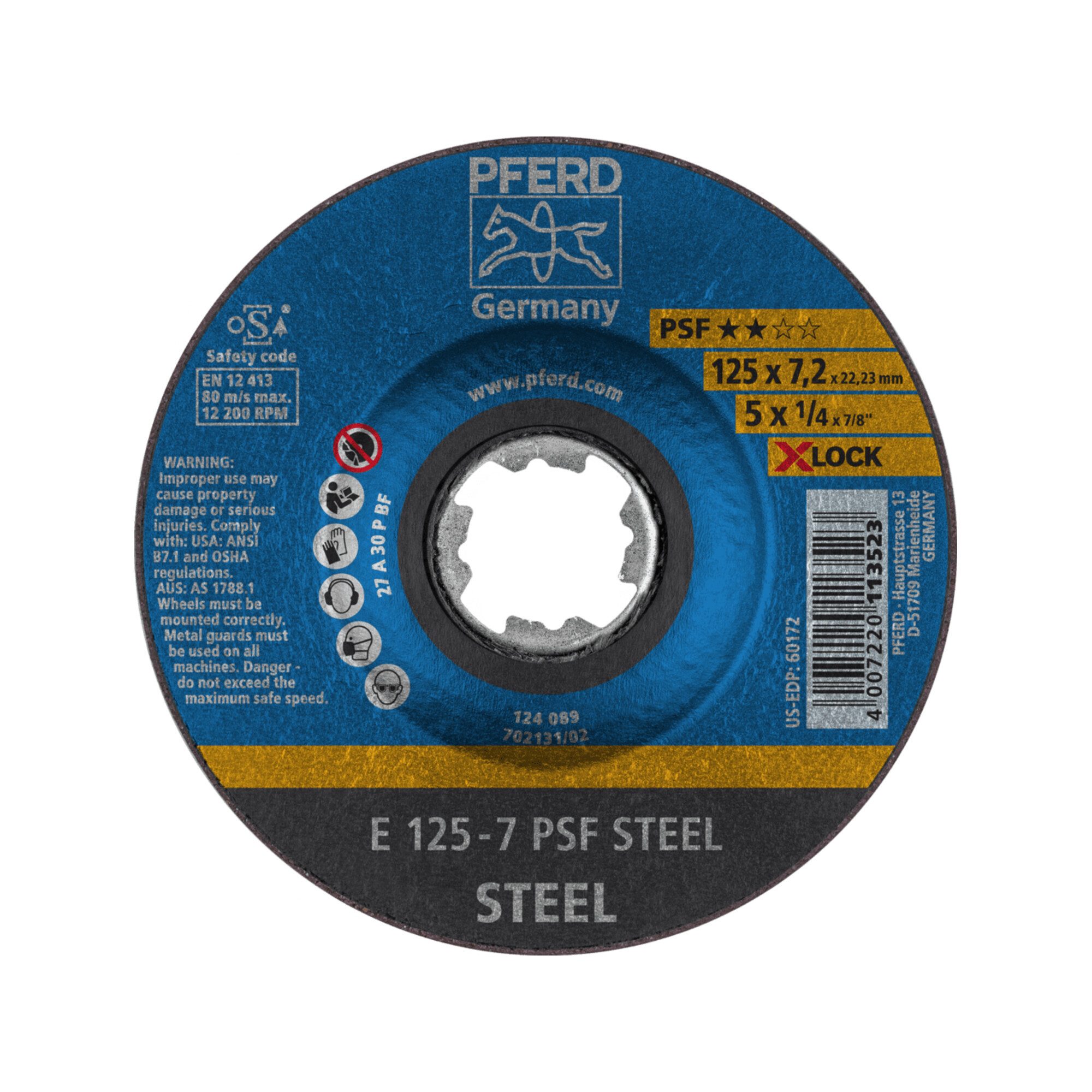 Pferd Schruppscheibe PFERD TOOLS Schruppscheibe E 125x7,2 mm X-LOCK Universallinie PSF STEE