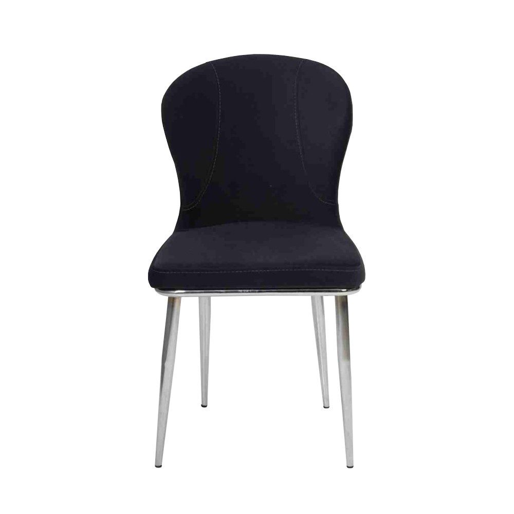 JVmoebel Esszimmerstuhl Schwarzer Polsterstuhl aus Edelstahl im Designerlook (1 St), Made in Europa