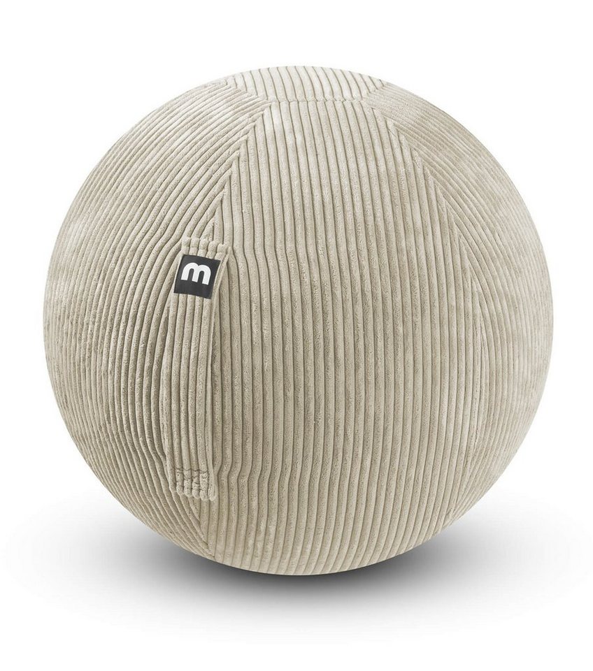 mokebo Sitzball Der Sportliche (mit Cordbezug), Made in Germany, ergonomischer Hocker, Büro, Homeoffice in Beige