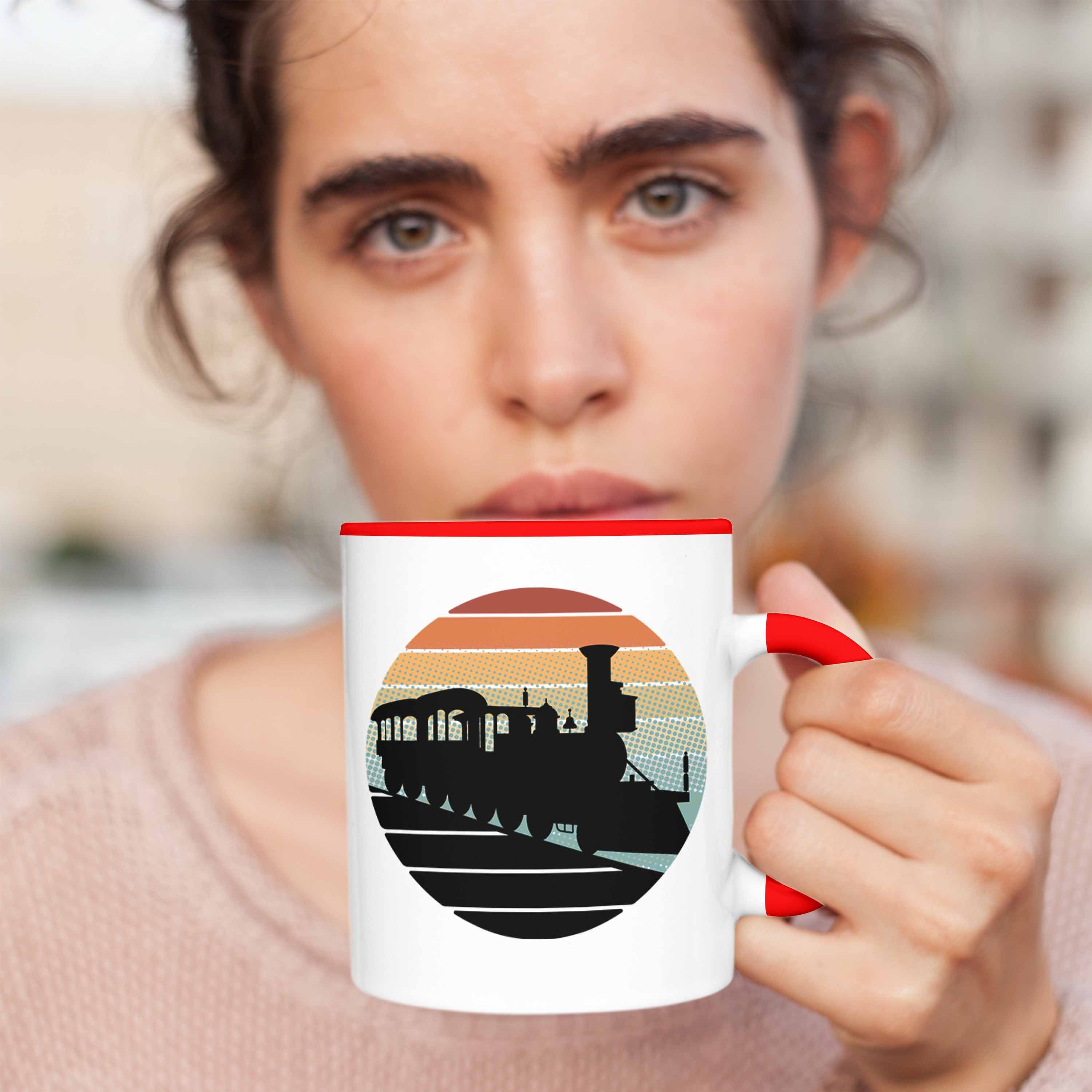 Grafik Eisenbahn Tasse Geschenk Tasse für Lustige Trendation Rot Vintage Eisenbahner