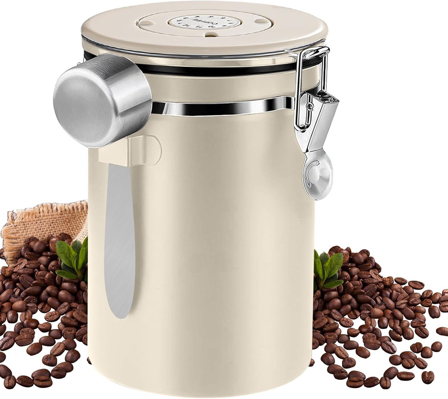 Kaffeedose Luftdichter Kaffeebehälter 1,8L aus Edelstahl