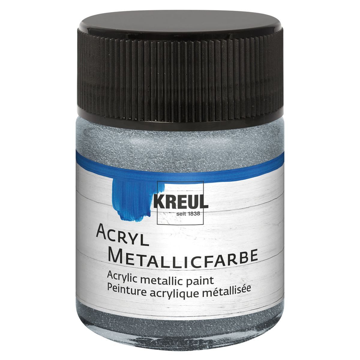 C. KREUL Acrylfarbe KREUL Acryl Metallicfarbe silber 50ml Glas