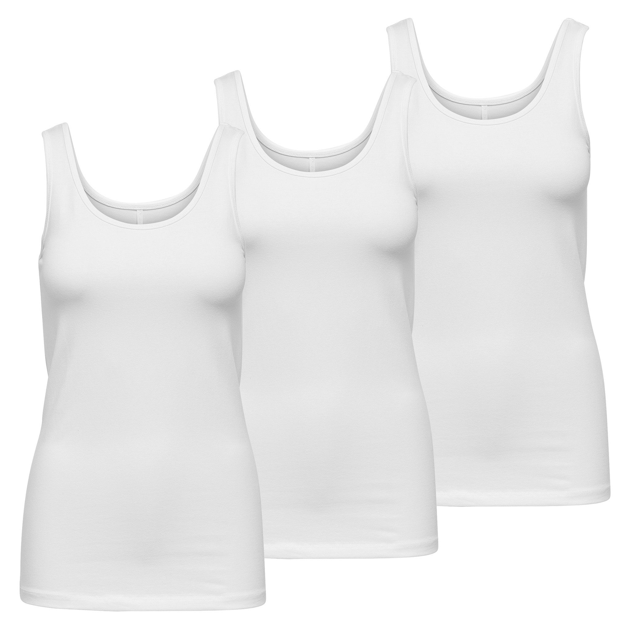 ONLY Tanktop 3er Pack Live Love Sleeveless Tank Tops mit extra langer Passform