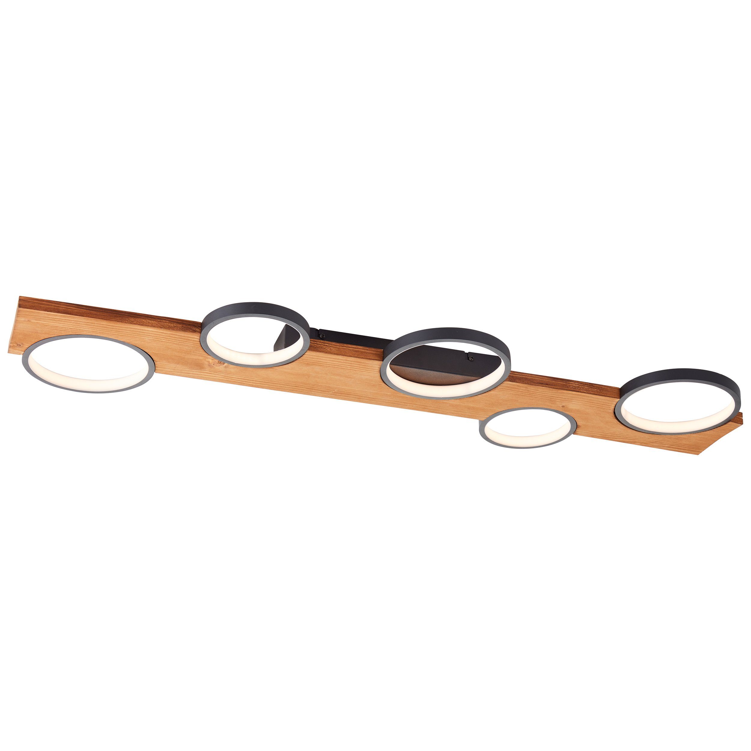 LED-Deckenlampe, Warmweiß, 3000 95x28 LED natur/schwarz Dimmfunktion, LED fest Holz/Metall, 4600 lm, Deckenleuchte, cm, Lightbox integriert, K,