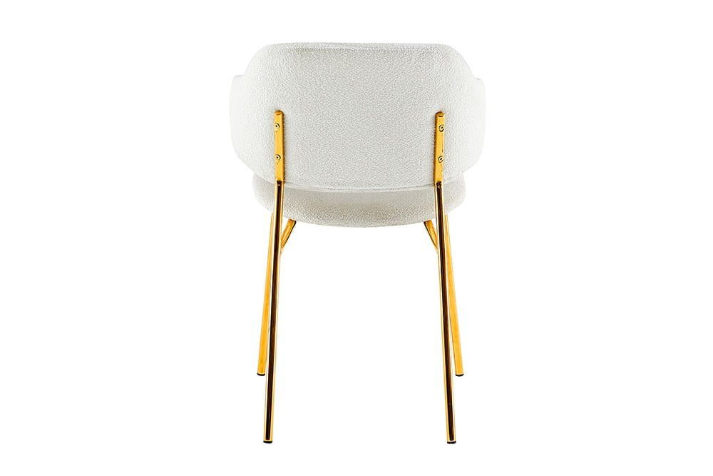 Bouclé LebensWohnArt goldene Stuhl Metallbeine Stuhl weiss MODA Moderner