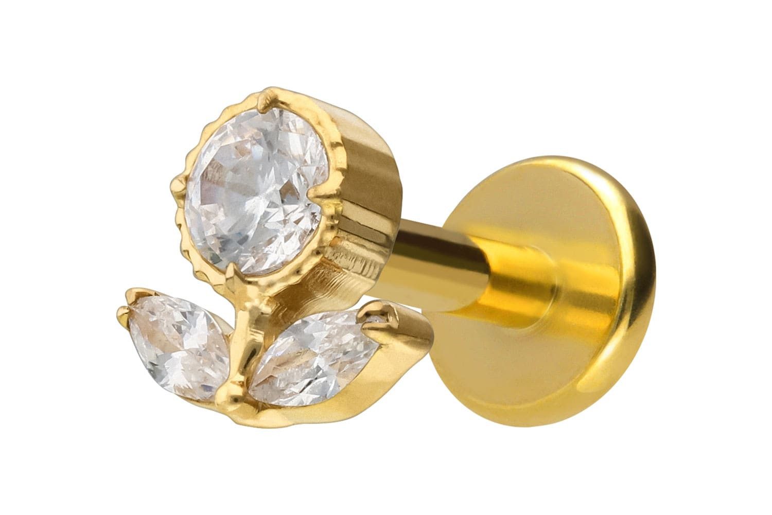 Piercing-Set Titan Labret mit Innengewinde KRISTALLBLUME