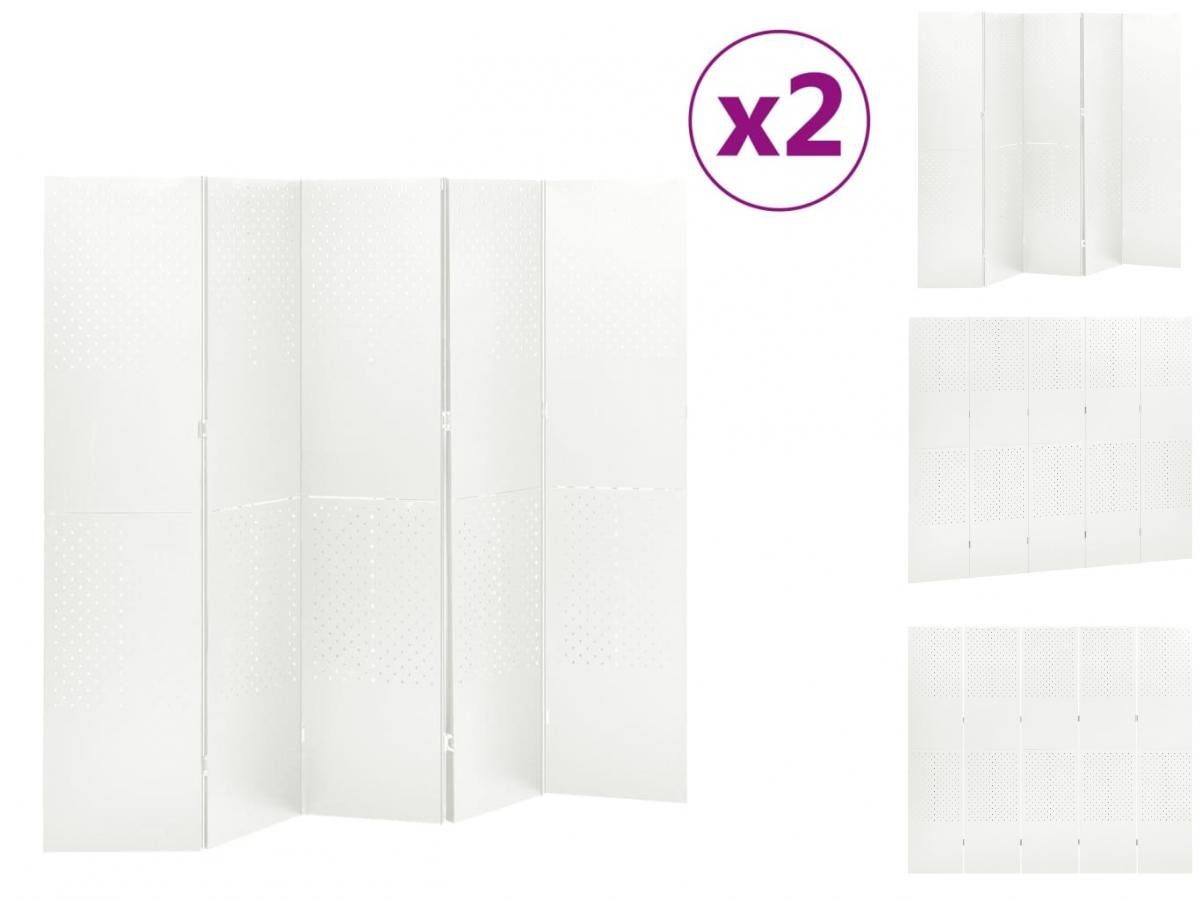 vidaXL Raumteiler 5-tlg Raumteiler 2 Stk Weiß 200x180 cm Stahl | Raumteiler-Regale