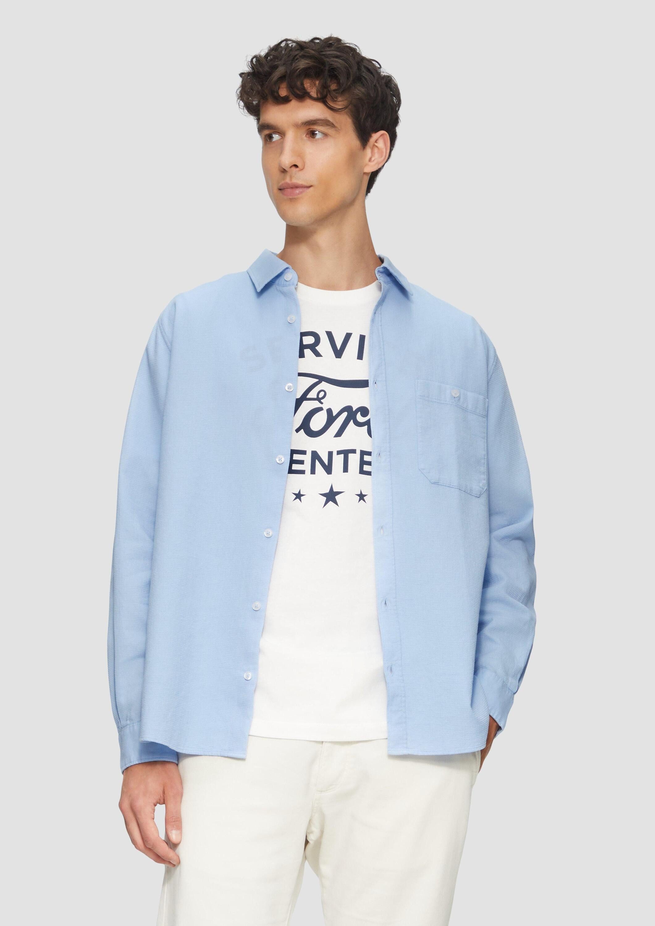 s.Oliver Langarmhemd Hemd Regular Fit: Baumwollhemd mit Struktur und Brustt günstig online kaufen